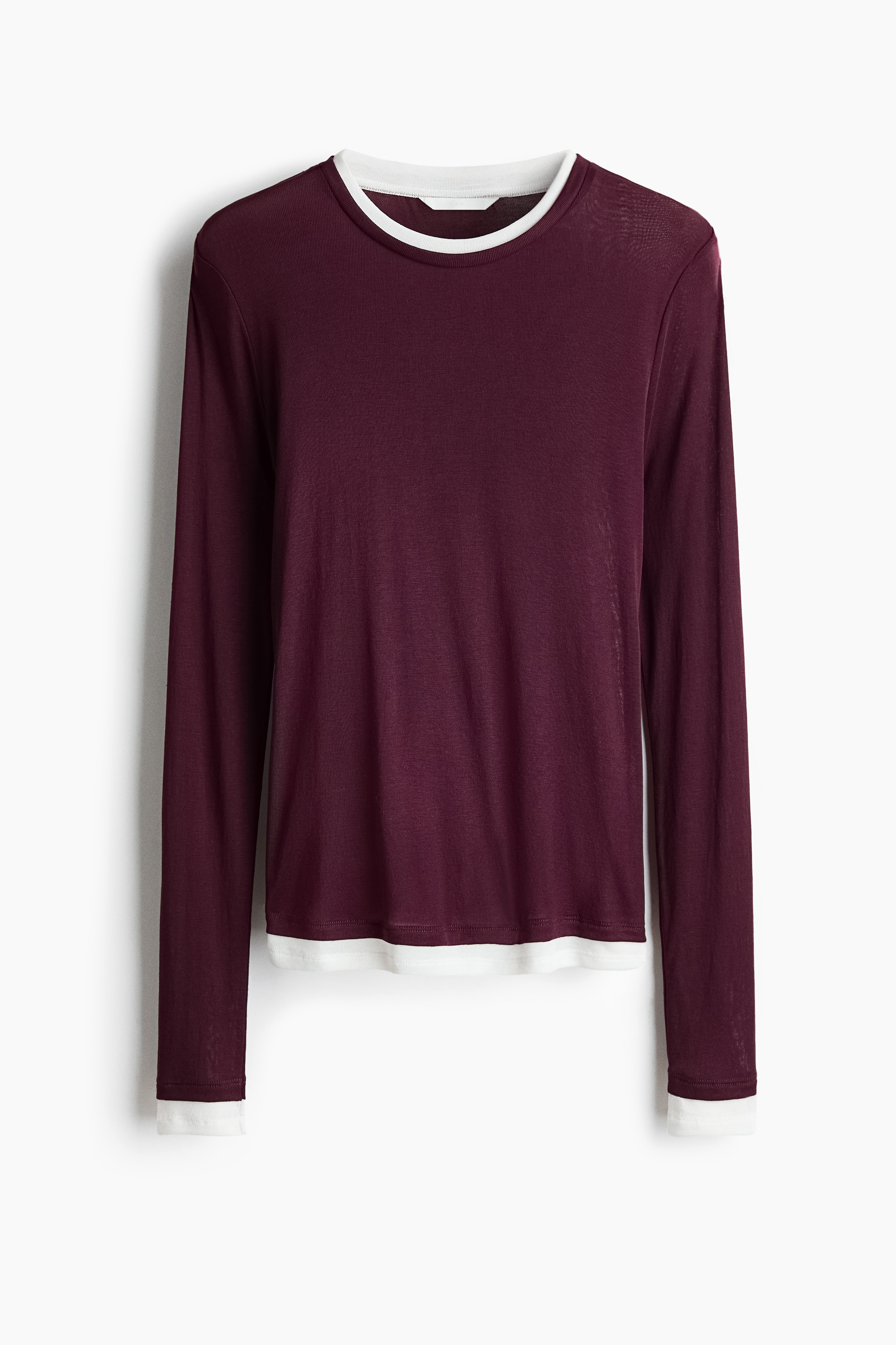 Layered-look top - Dark purple/Grey marl