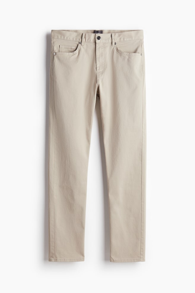 Slim Fit Cotton Twill Pants - Light beige/Dark gray/Khaki green - 1