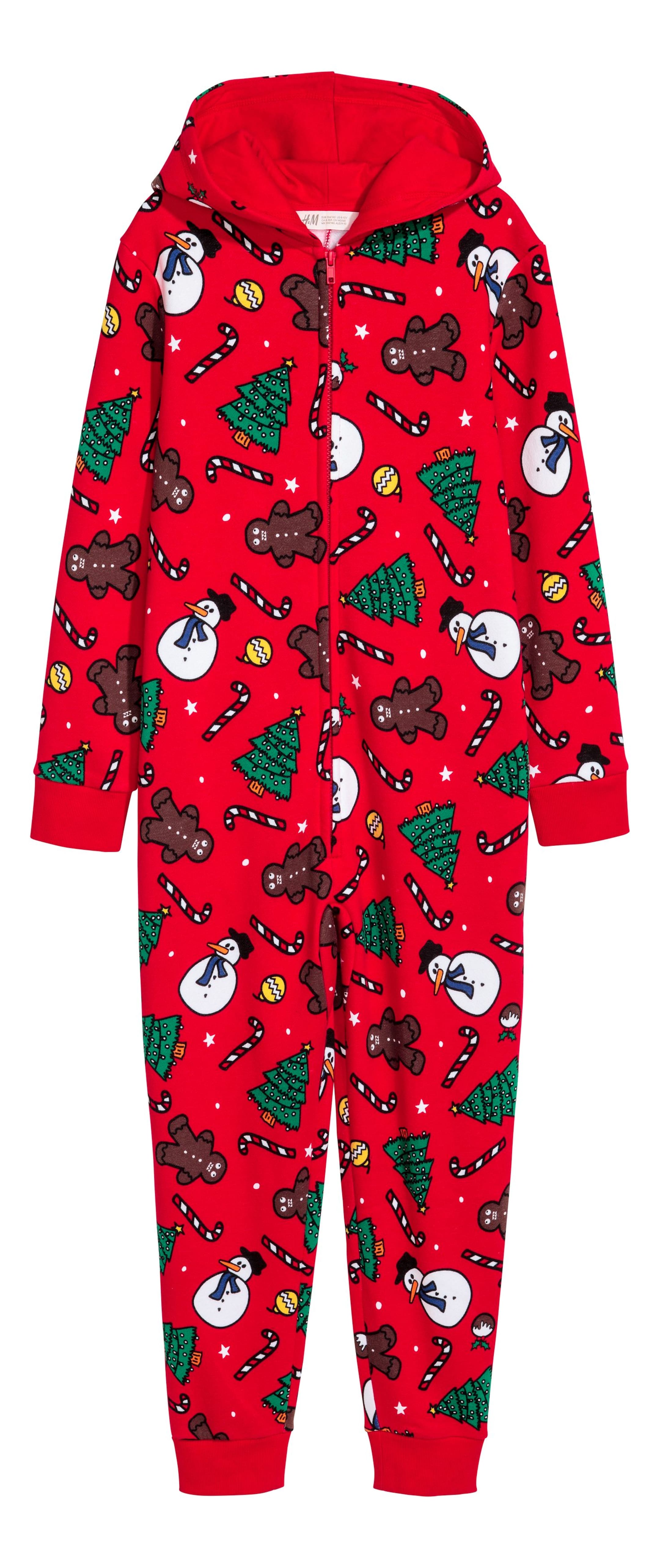 View larger image: Sweatshirt Jumpsuit - Bright red/snowmen - Kids | H&M CA 1