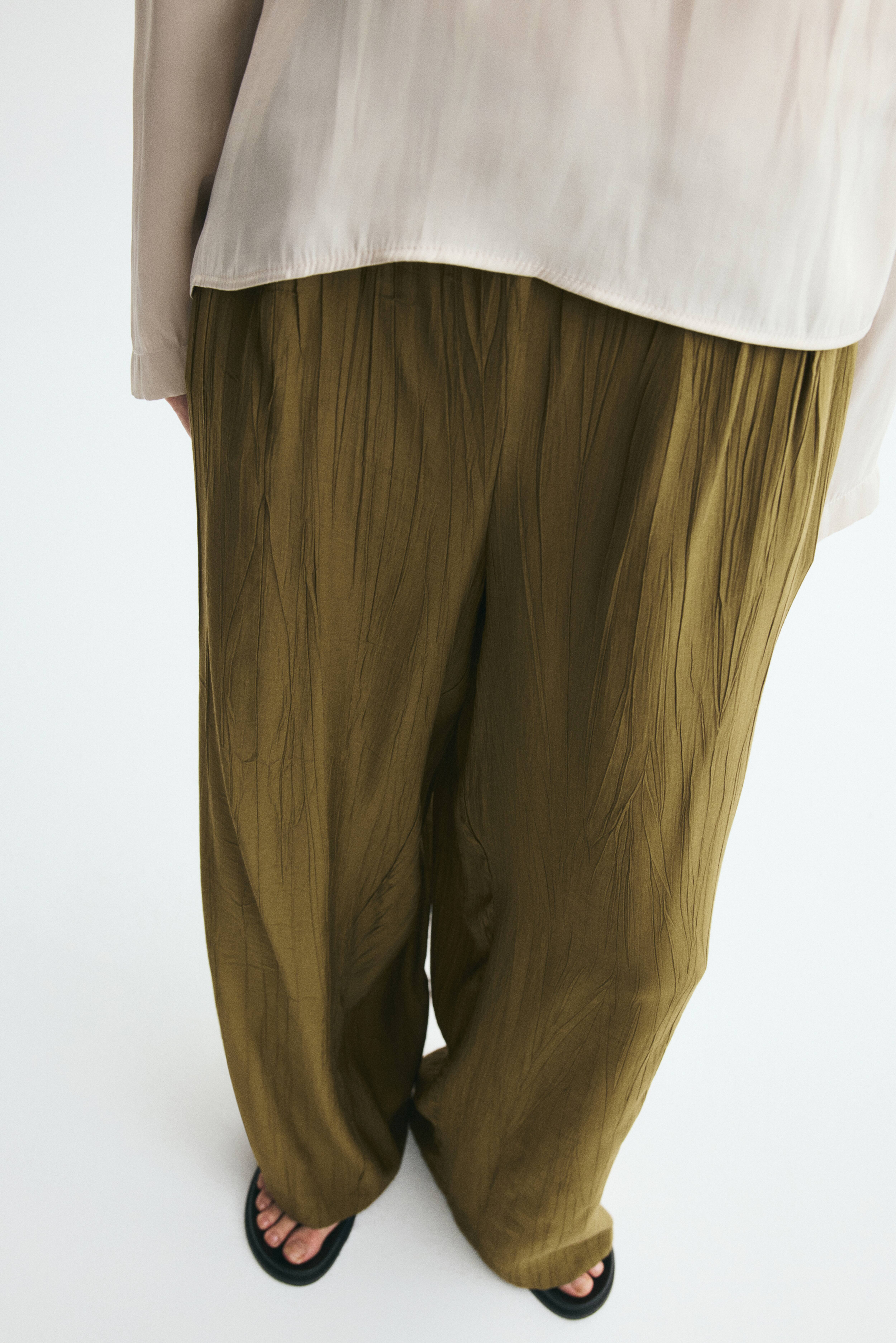 Crinkled Viscose-Blend Pants