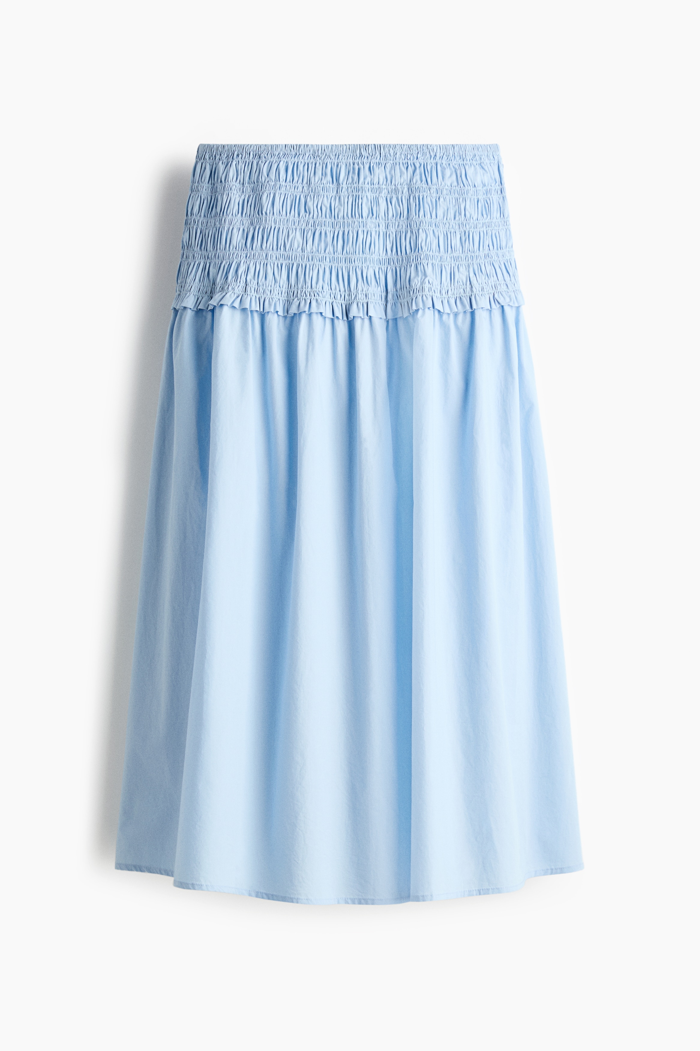 Smocked-waist cotton skirt - Light blue