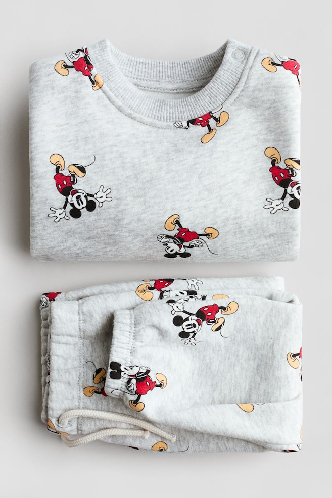 2-Piece Printed Sweatshirt and Joggers Set-Light gray/Mickey Mouse - 2