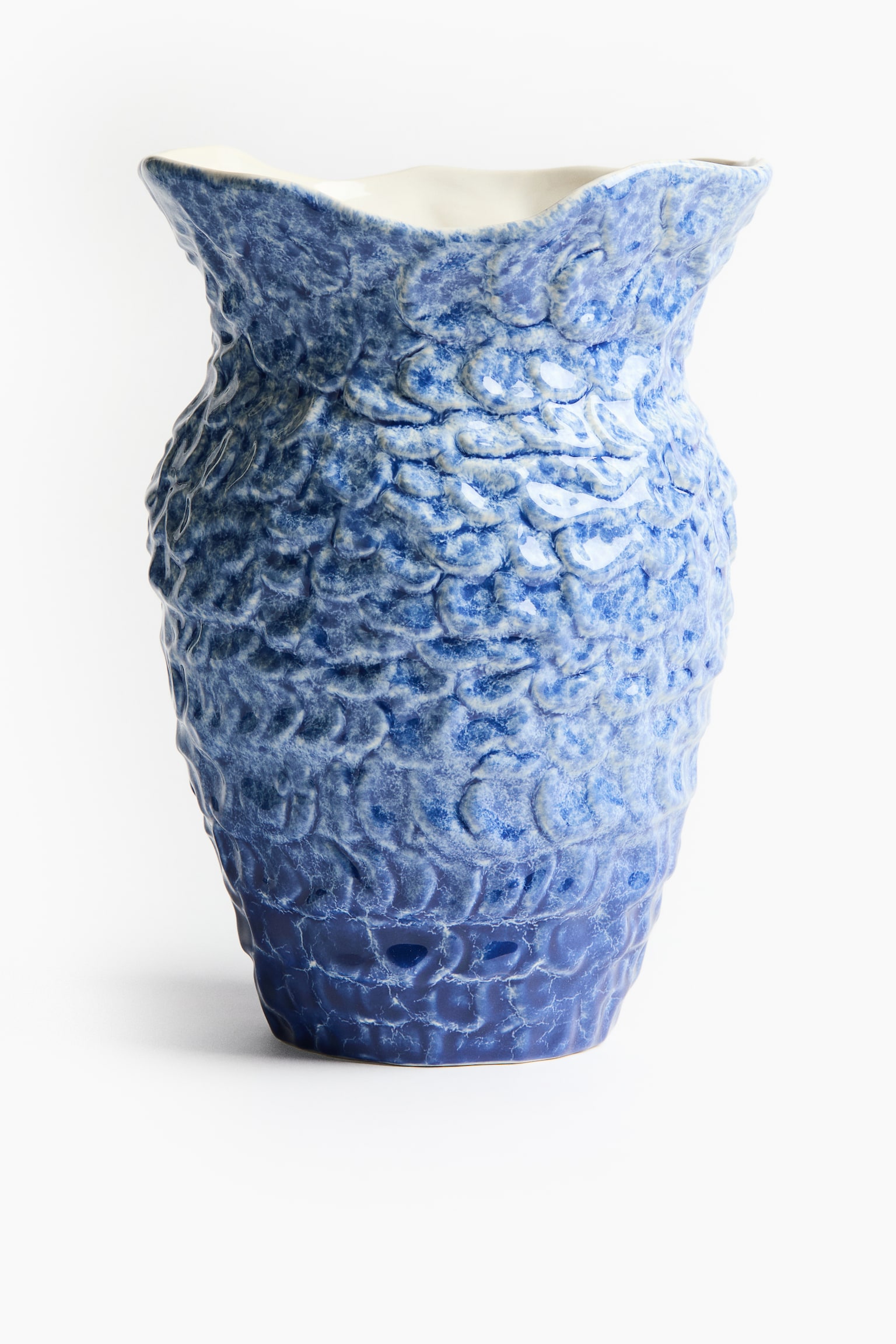 Large Ocean-Inspired Stoneware Vase - Blue/white