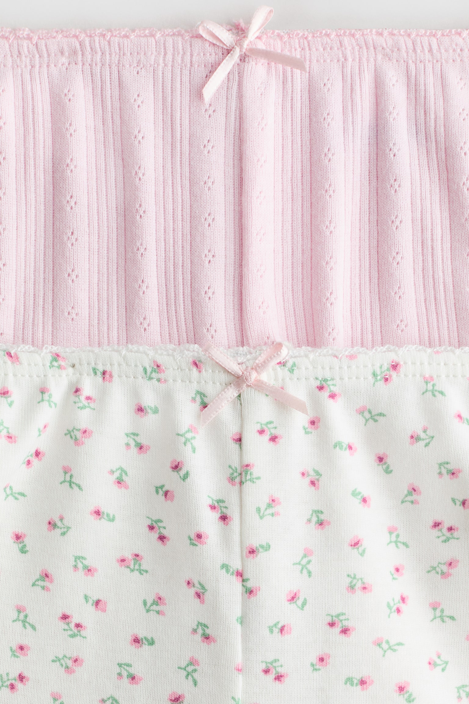 2-pack cotton pyjama shorts - Light pink/Floral/White/Blue floral - 2