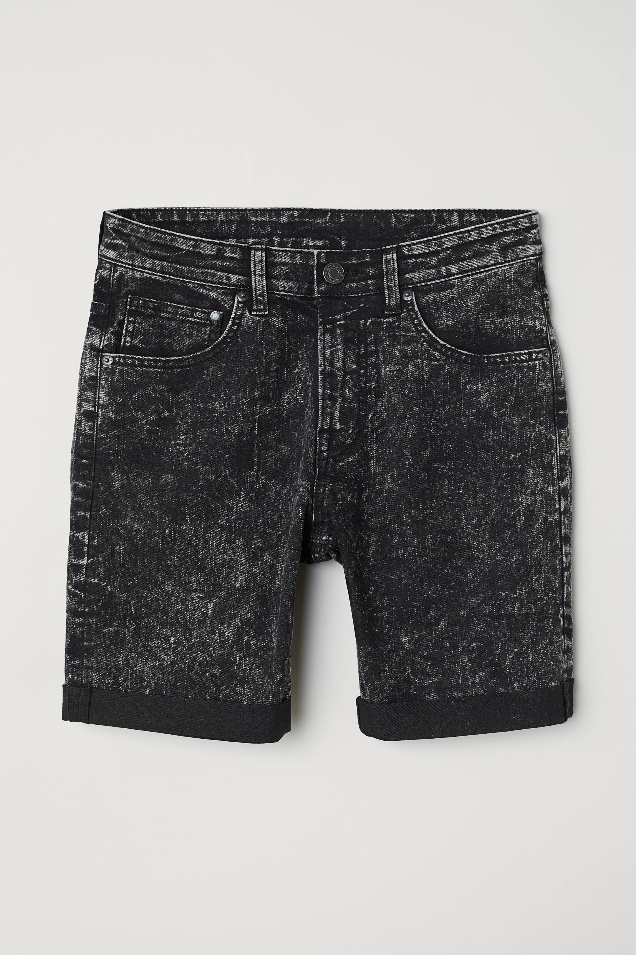 查看大圖: 緊身丹寧短褲 - 黑色/水洗 - Men | H&M 1