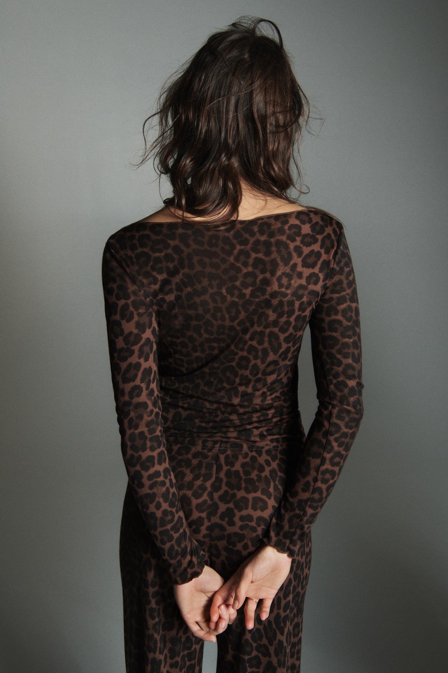 Ribanalı Pijama Takımı - Koyu kahverengi/Leopar desenli/Siyah - 3