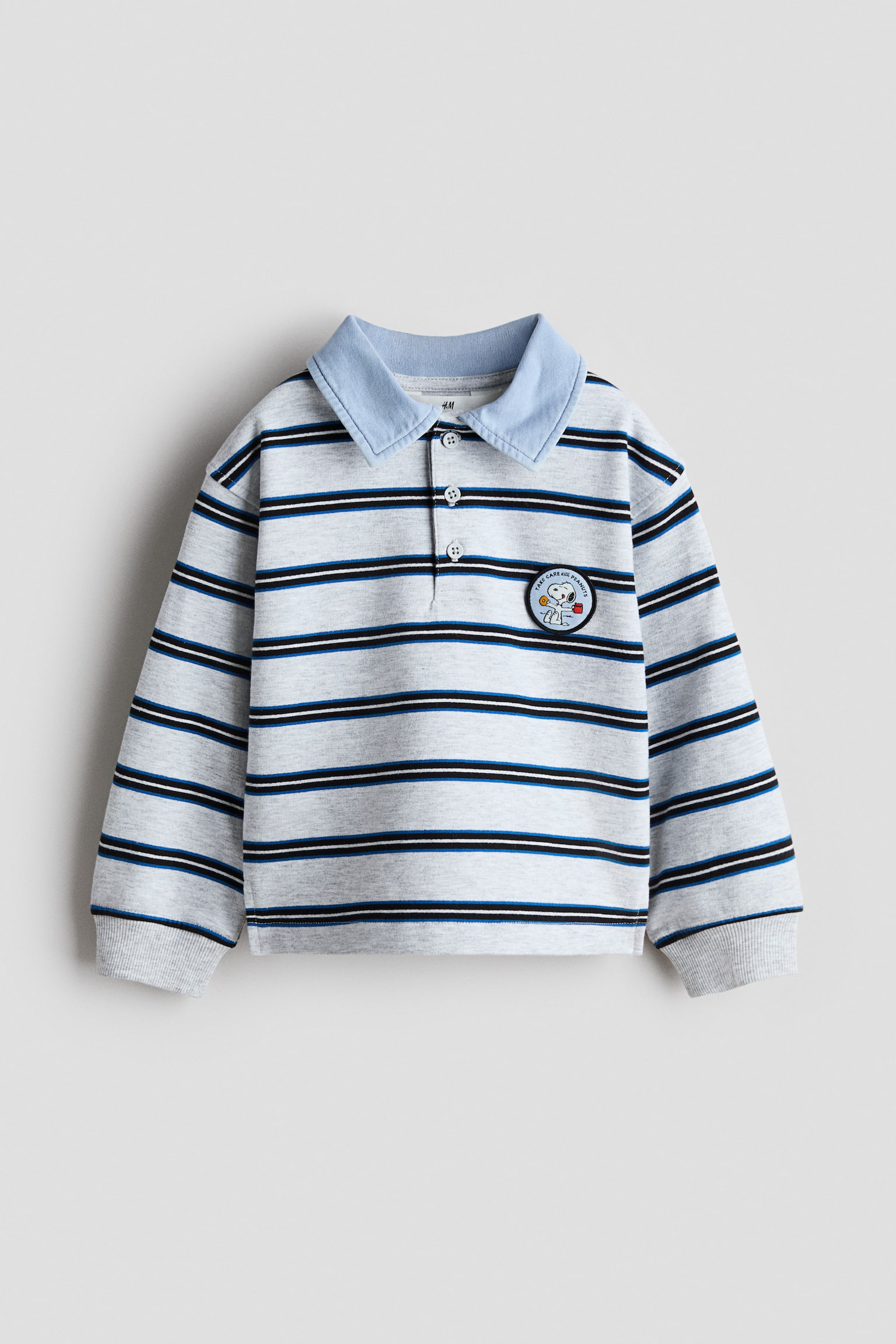 ディテールデザインラガーシャツ - ライトグレーメランジ／スヌーピー/ブラック／スヌーピー