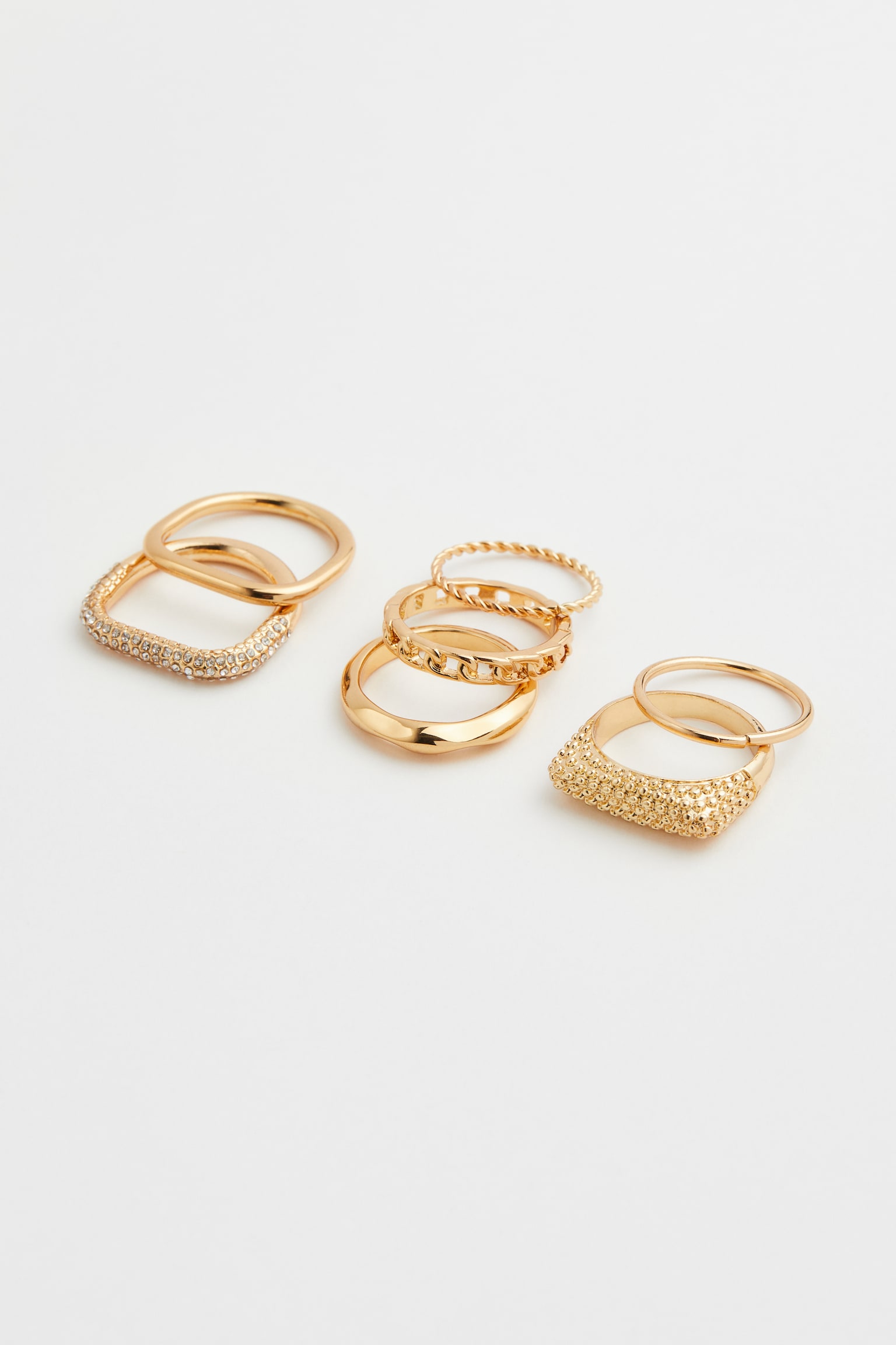 7-pack Rings - Gold colour - 1