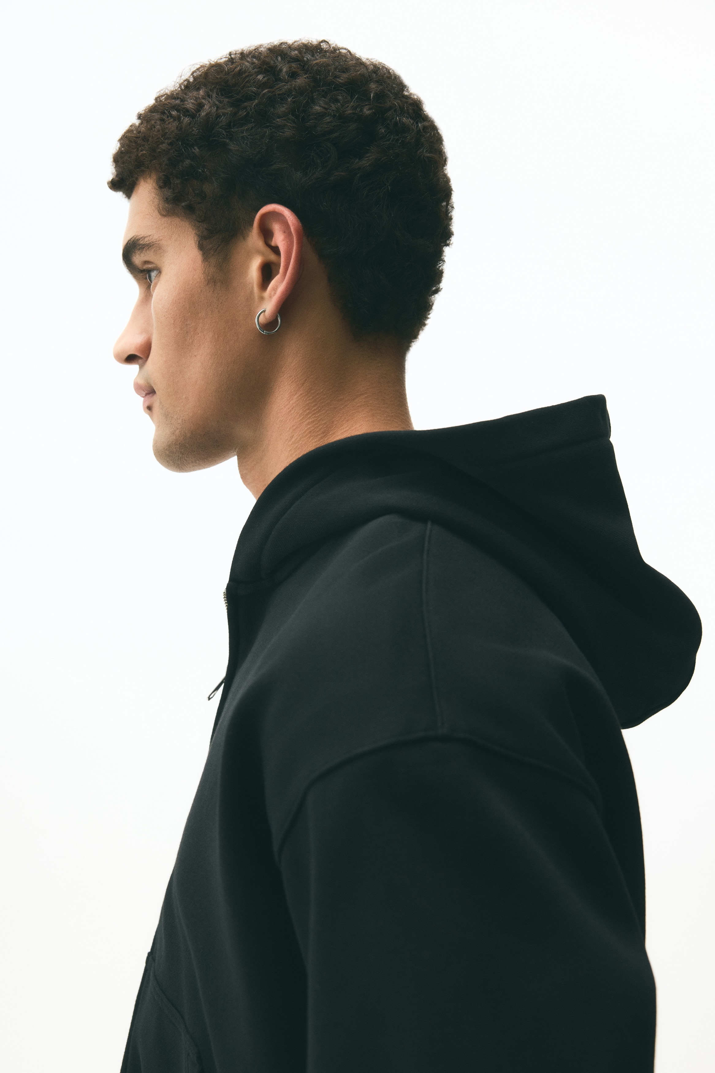 Loose Fit Boxy-style zip-through hoodie