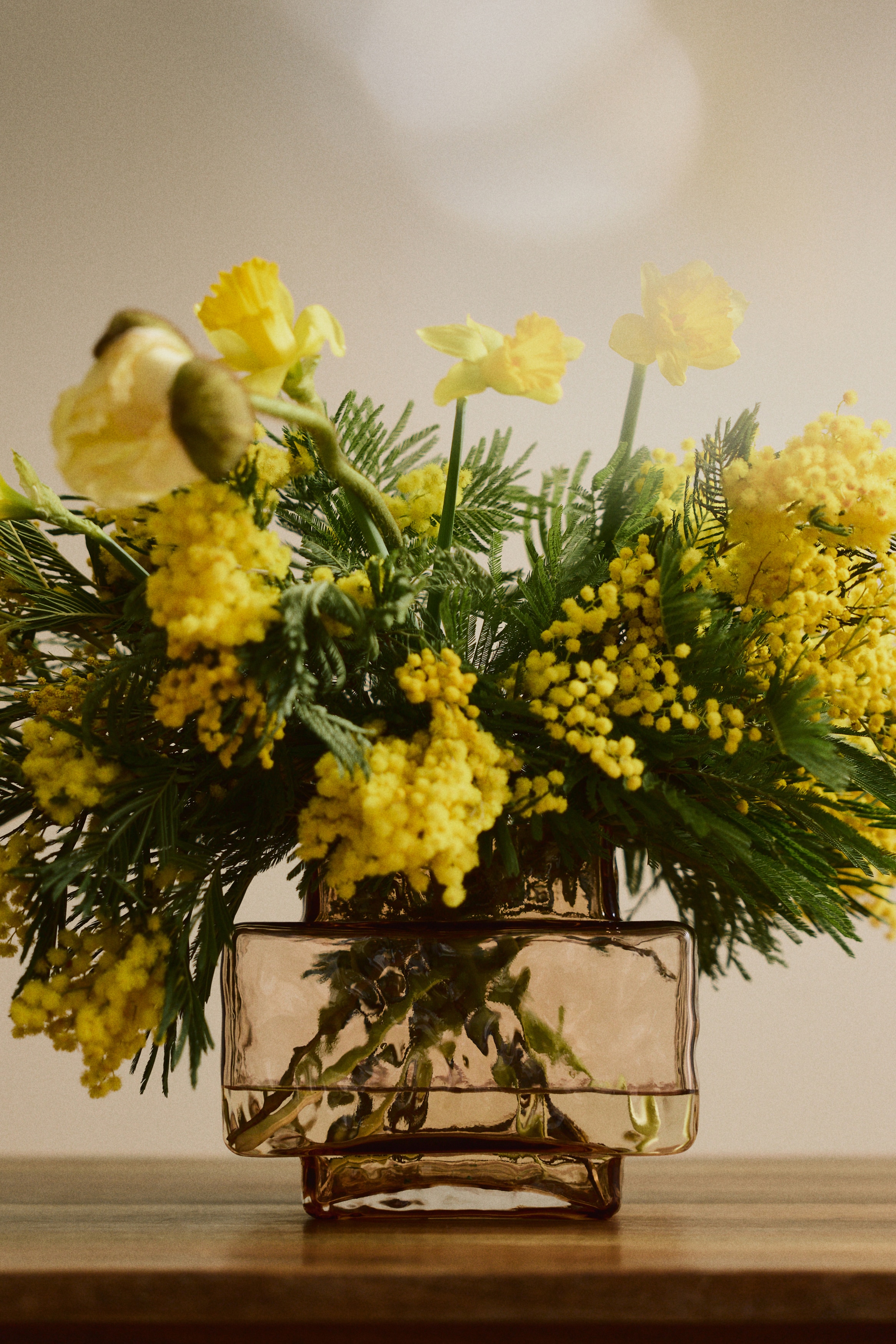 Large Textured-Glass Vase - Light brown