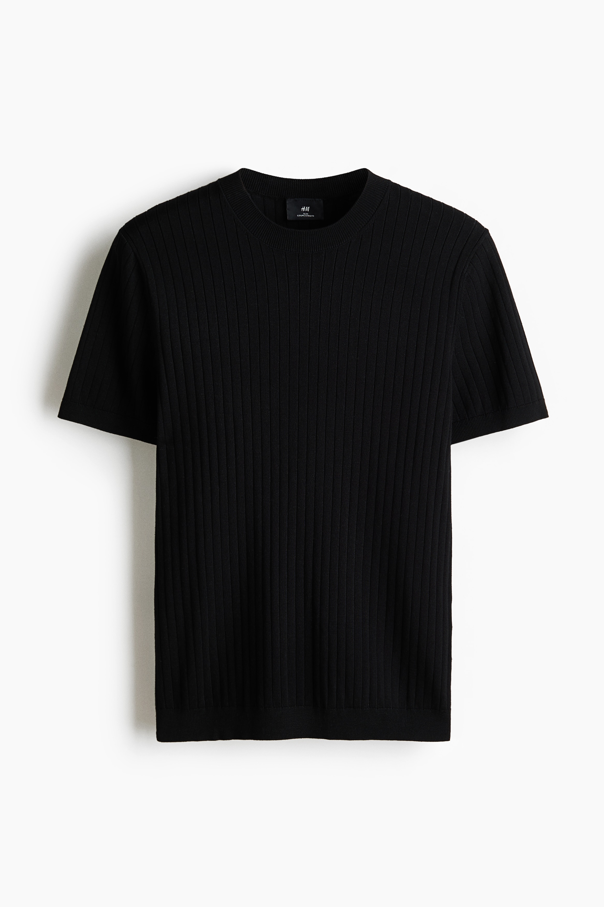 T-shirt Slim Fit en maille - Noir/Crème