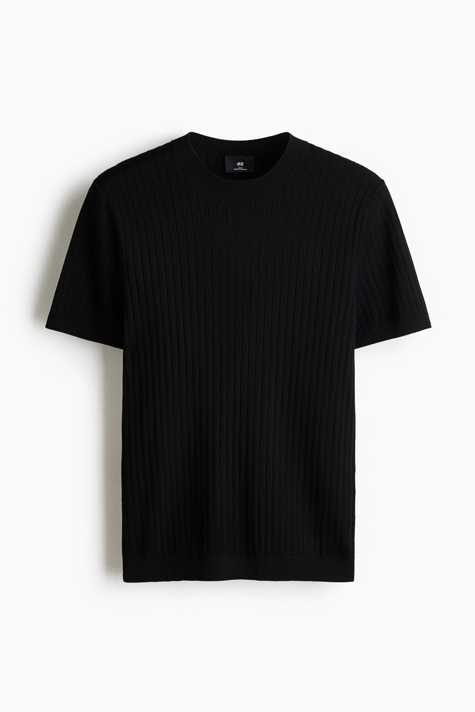 Slim-Fit Knit T-Shirt - Black/Cream