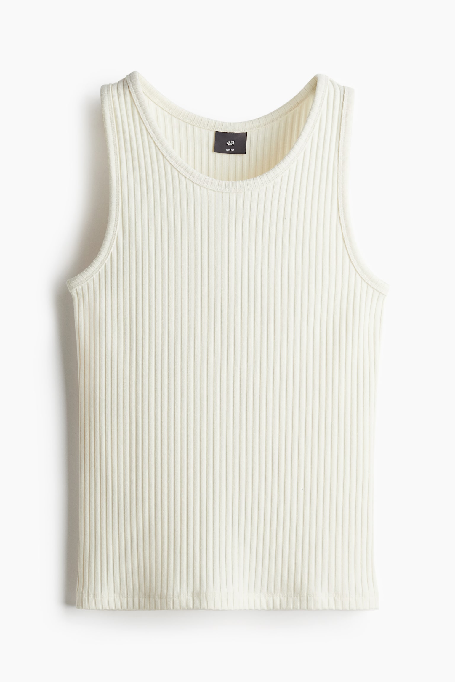 Slim Fit Wide-ribbed vest top - Cream/Dark grey marl/Black - 1