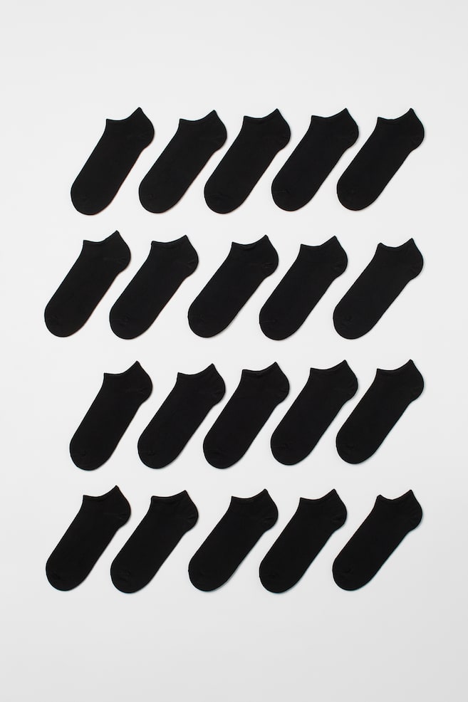 20 paria varrettomia sukkia - Musta/Valkoinen - 1