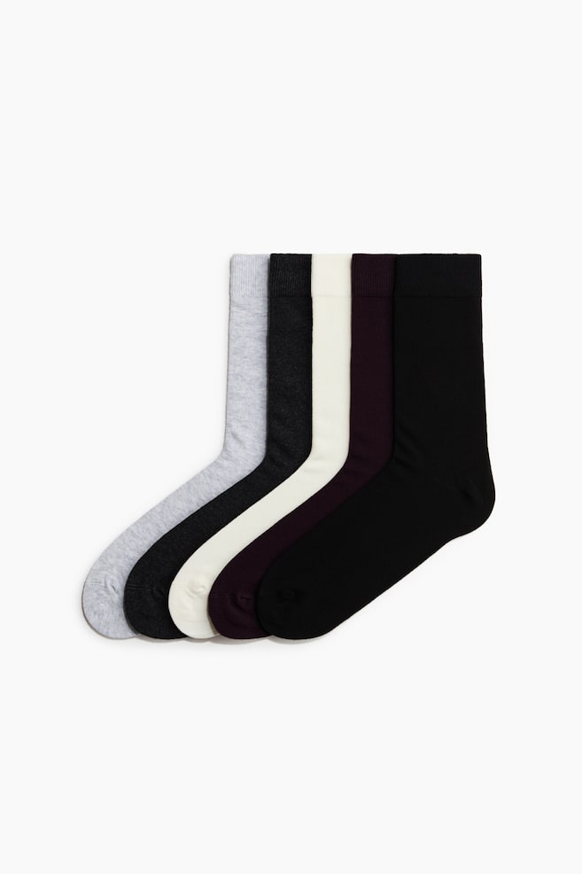 5-Pack Socks - Burgundy/Black/Gray melange - 1