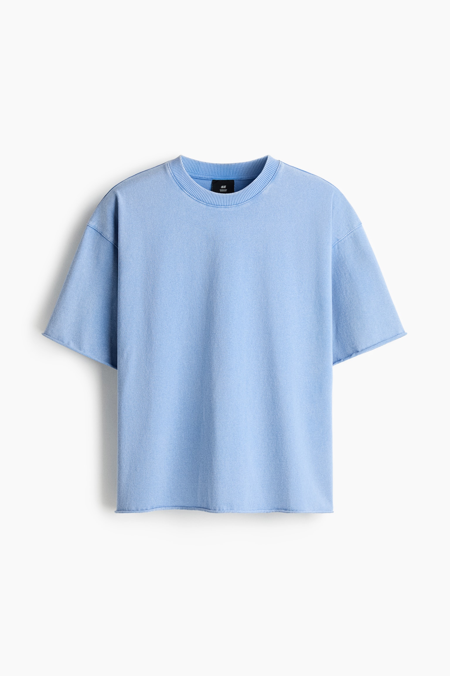 Oversized Fit Boxy-style t-shirt - Light blue/Dark brown/White - 1