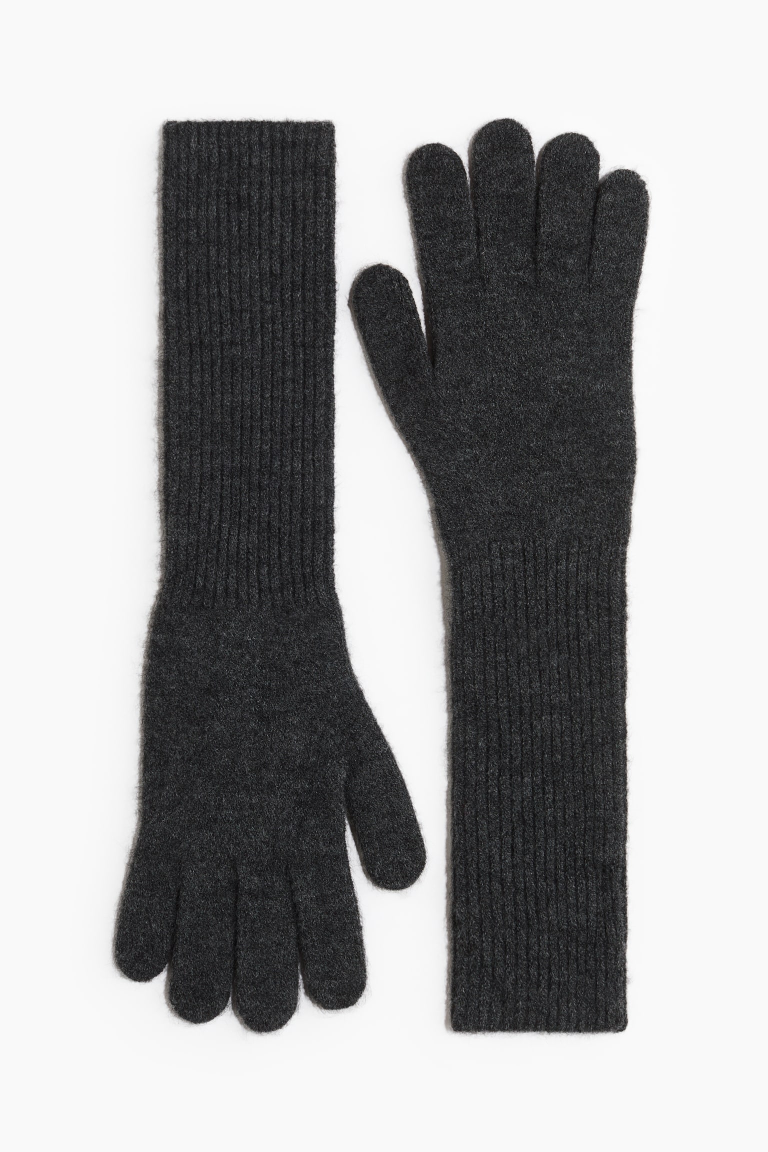 Long knitted gloves - אפור כהה/חום - 1