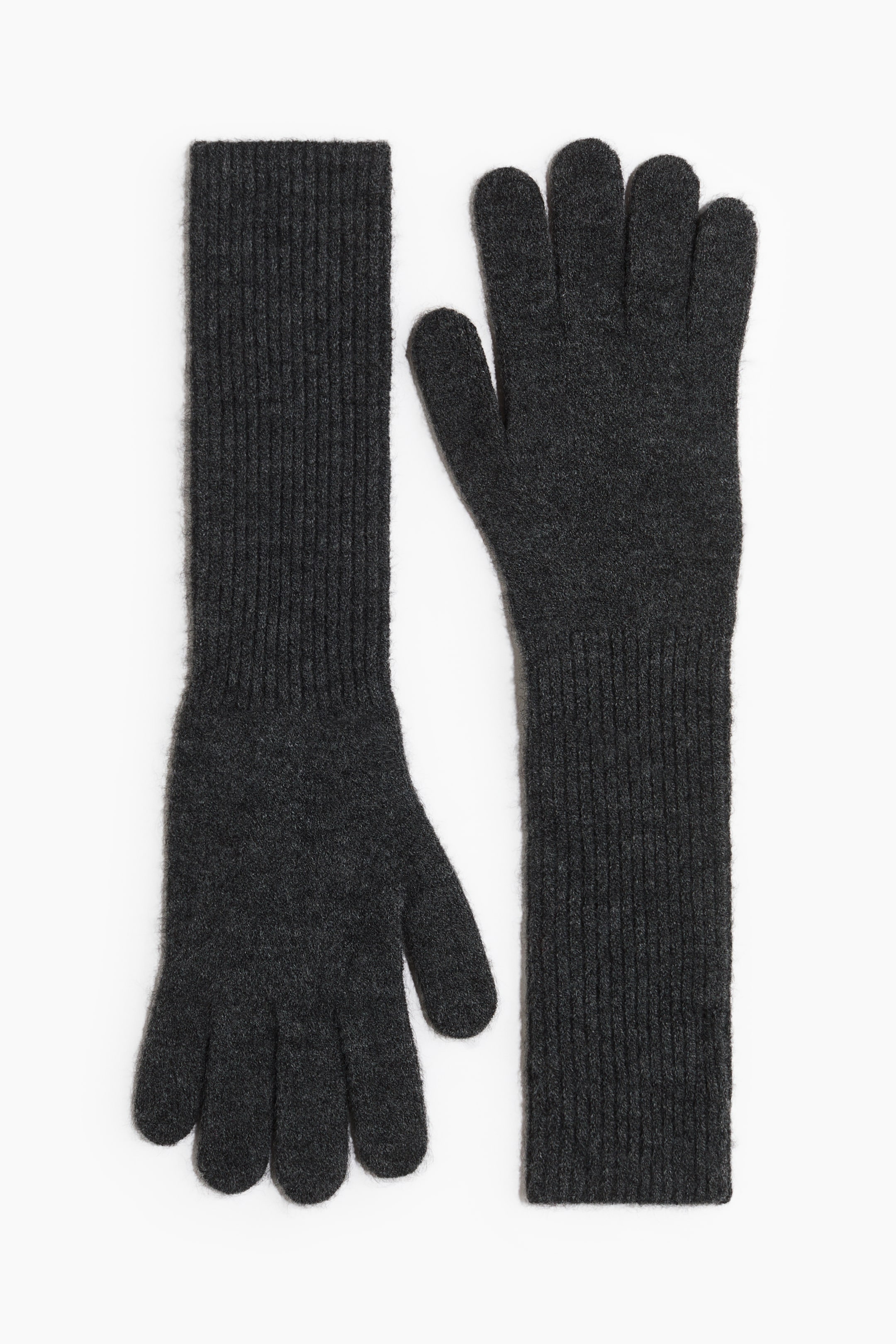 View larger image: Long knitted gloves - Dark grey - Ladies | H&M 1