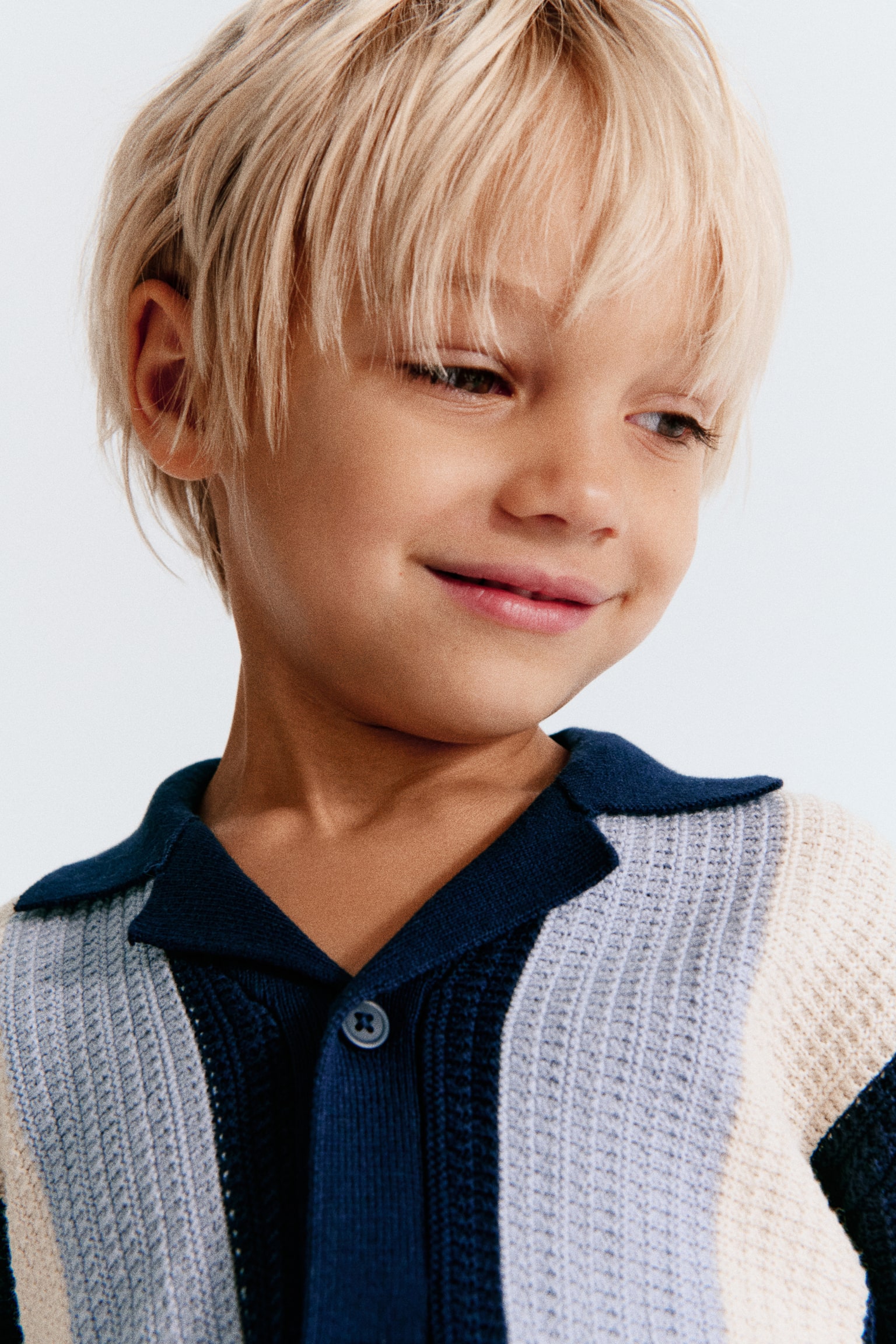Детская рубашка H&M Textured-Knit Resort, цвет: Тёмно-синий — фото 3