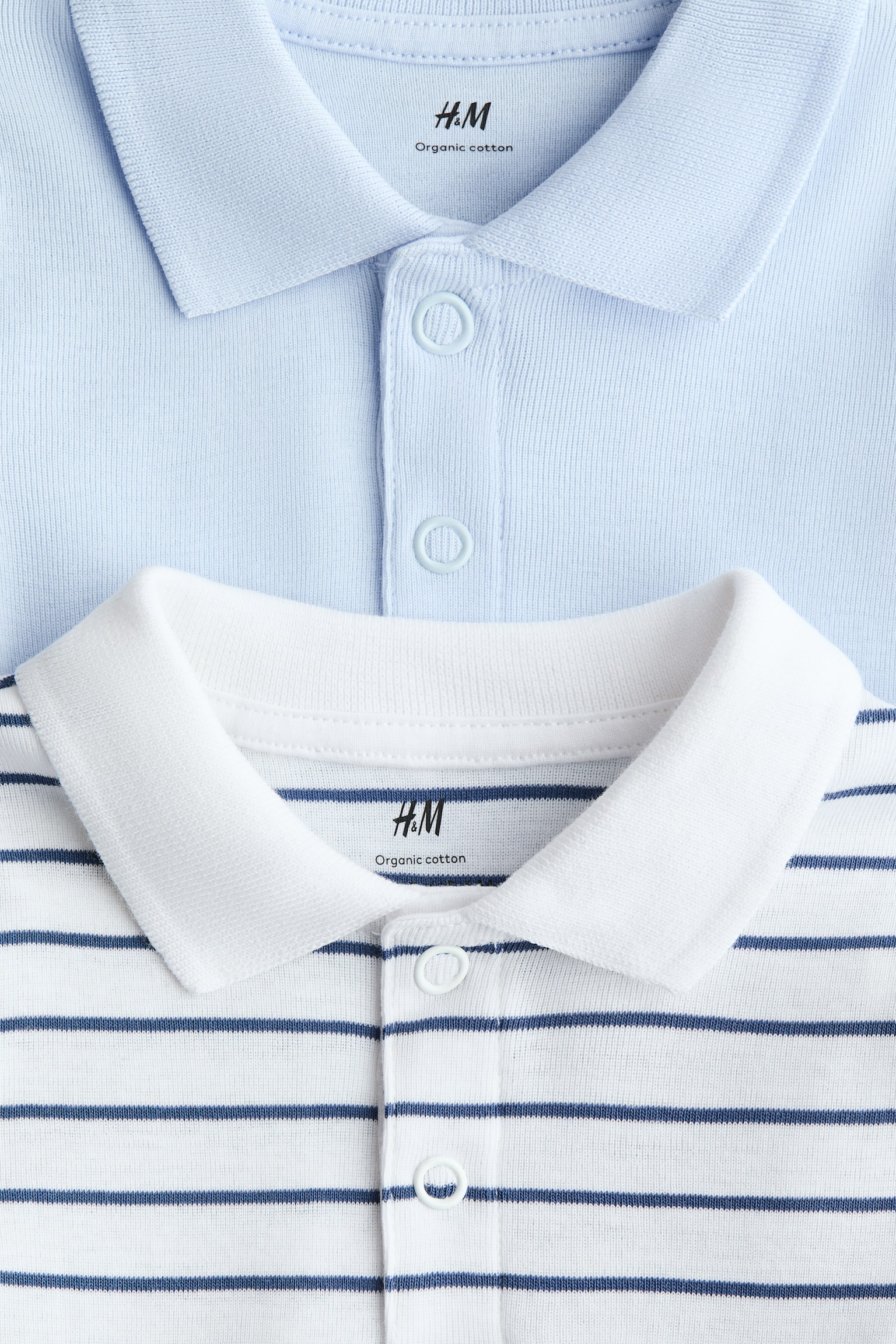 2 pack polo-style bodysuits - Light blue/White striped/Navy blue/White - 2