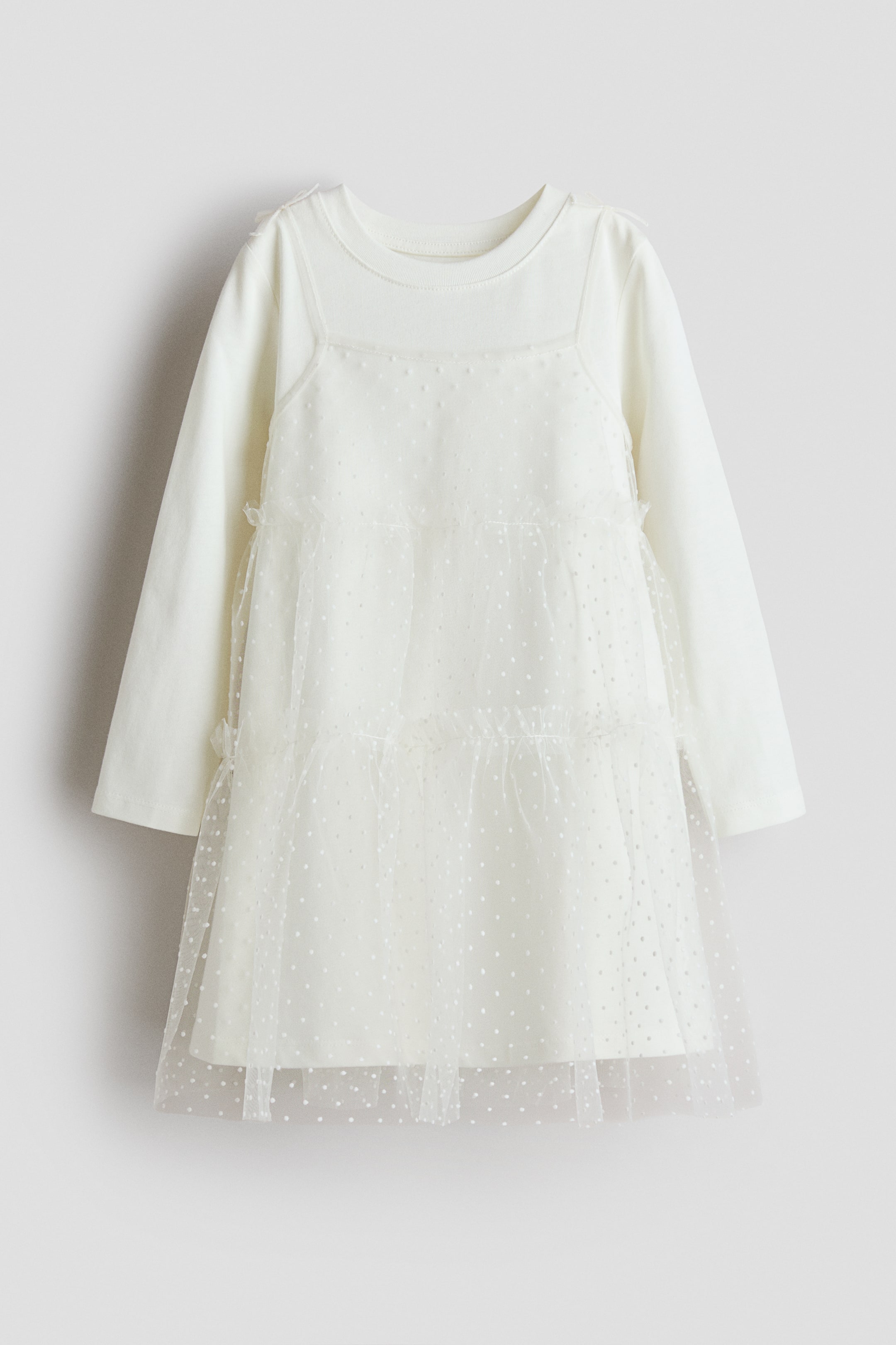 拡大画像を表示: 長袖チュールワンピース - ホワイト - Kids | H&M JP 1