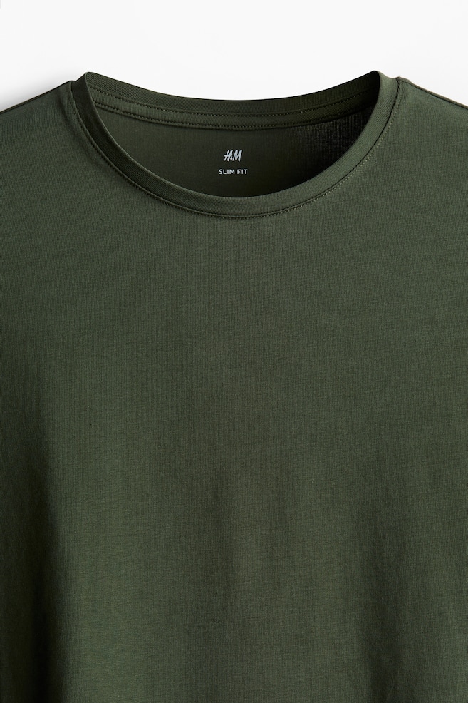 5-pack Slim Fit T-shirts - Green/Blue/White/White/White/Black/Grey/Beige/Green/dc - 2