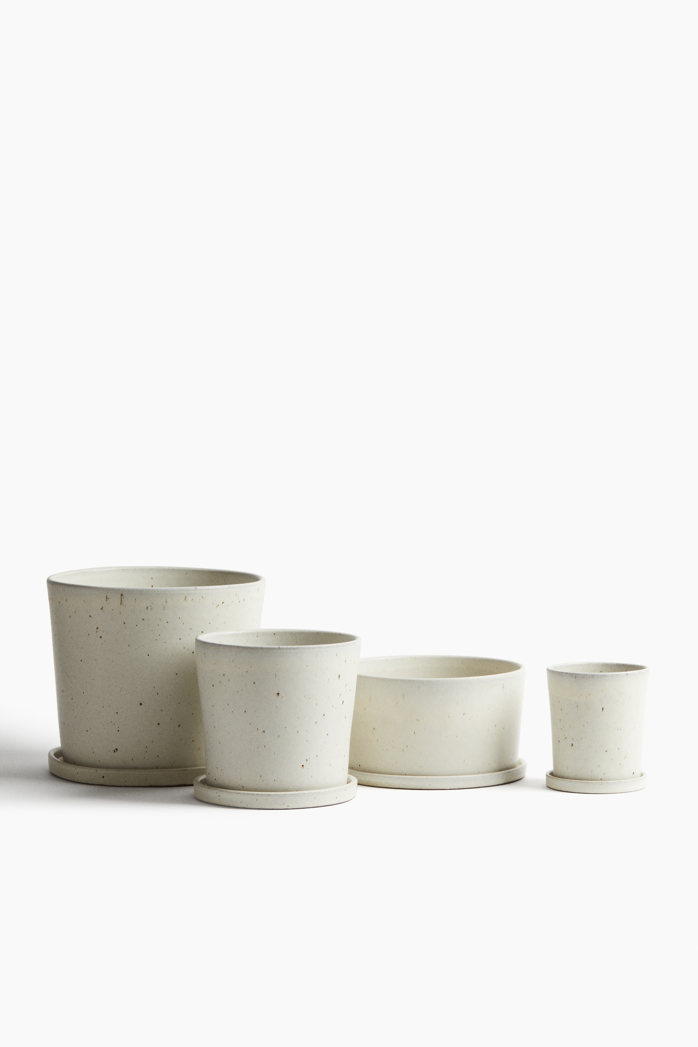 Large Plant Pot and Saucer - White/speckled - Home All | H&M US