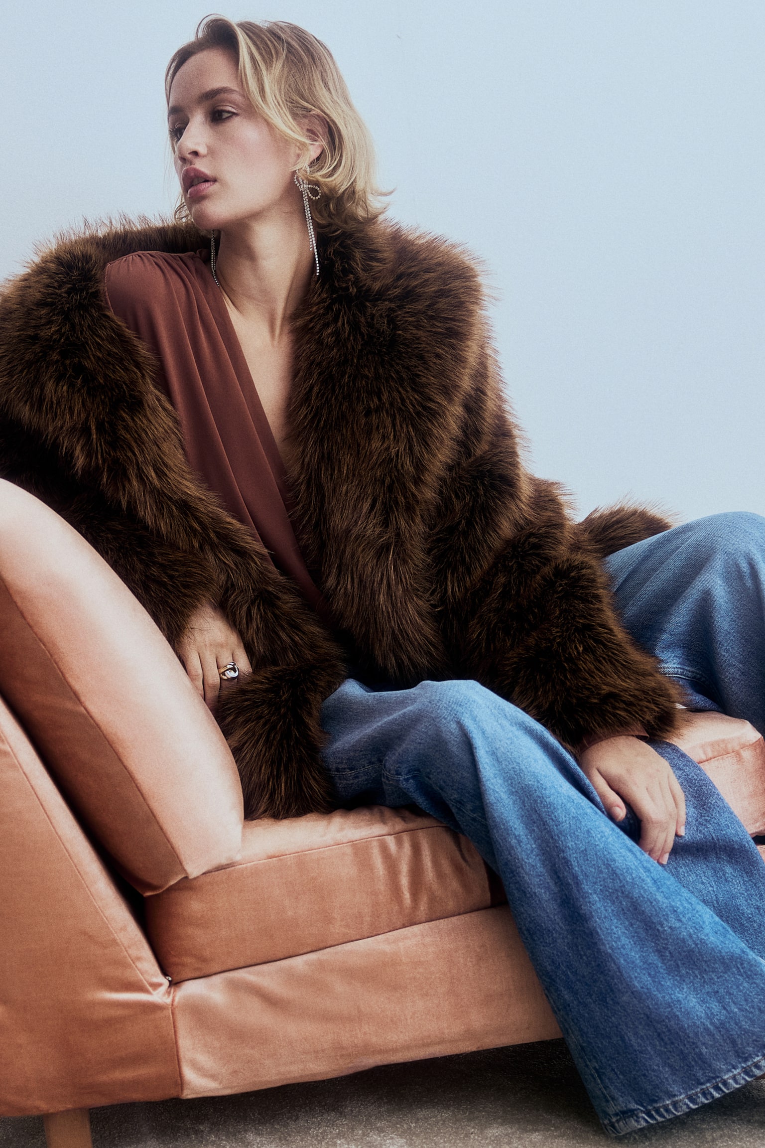 Draped V-neck thong body - Dusty brown/Black - 6