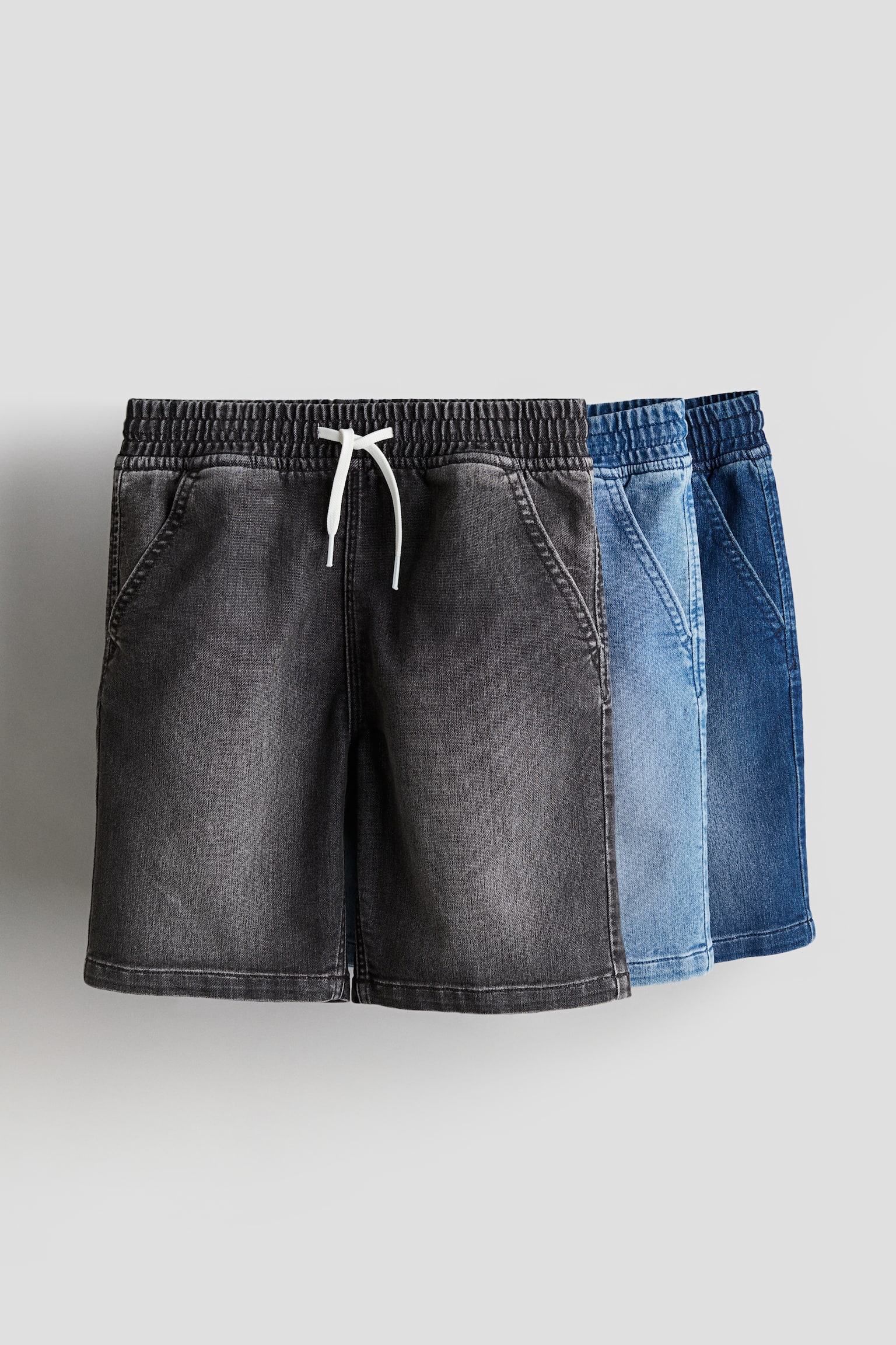 3-pack Denim Pull On Shorts - Denim blue/Black - 1