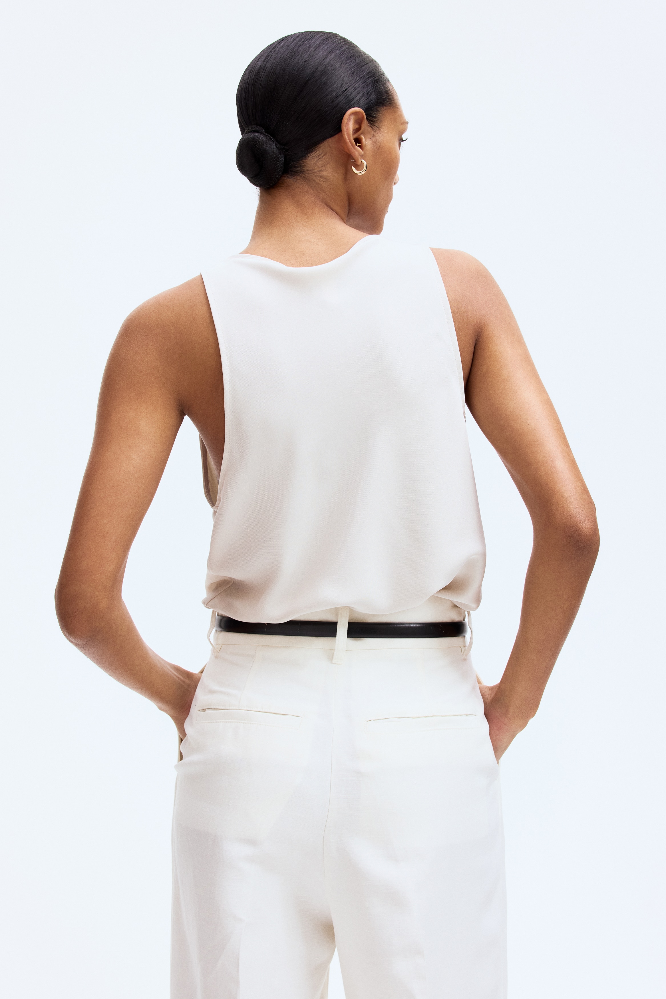Cowl-neck satin top