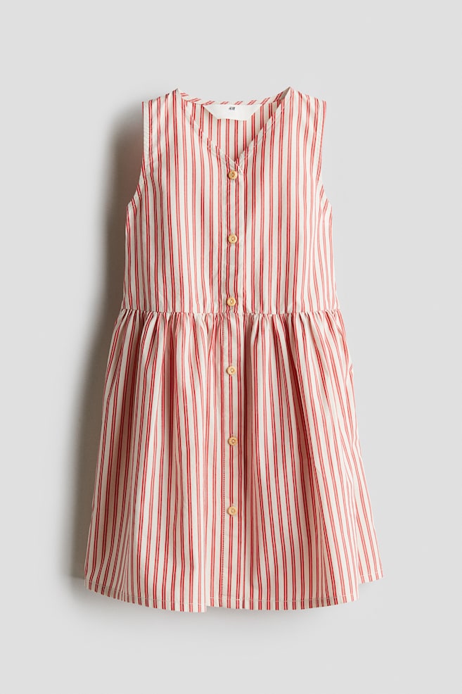 Cotton dress - Light beige/Red striped/White - 1