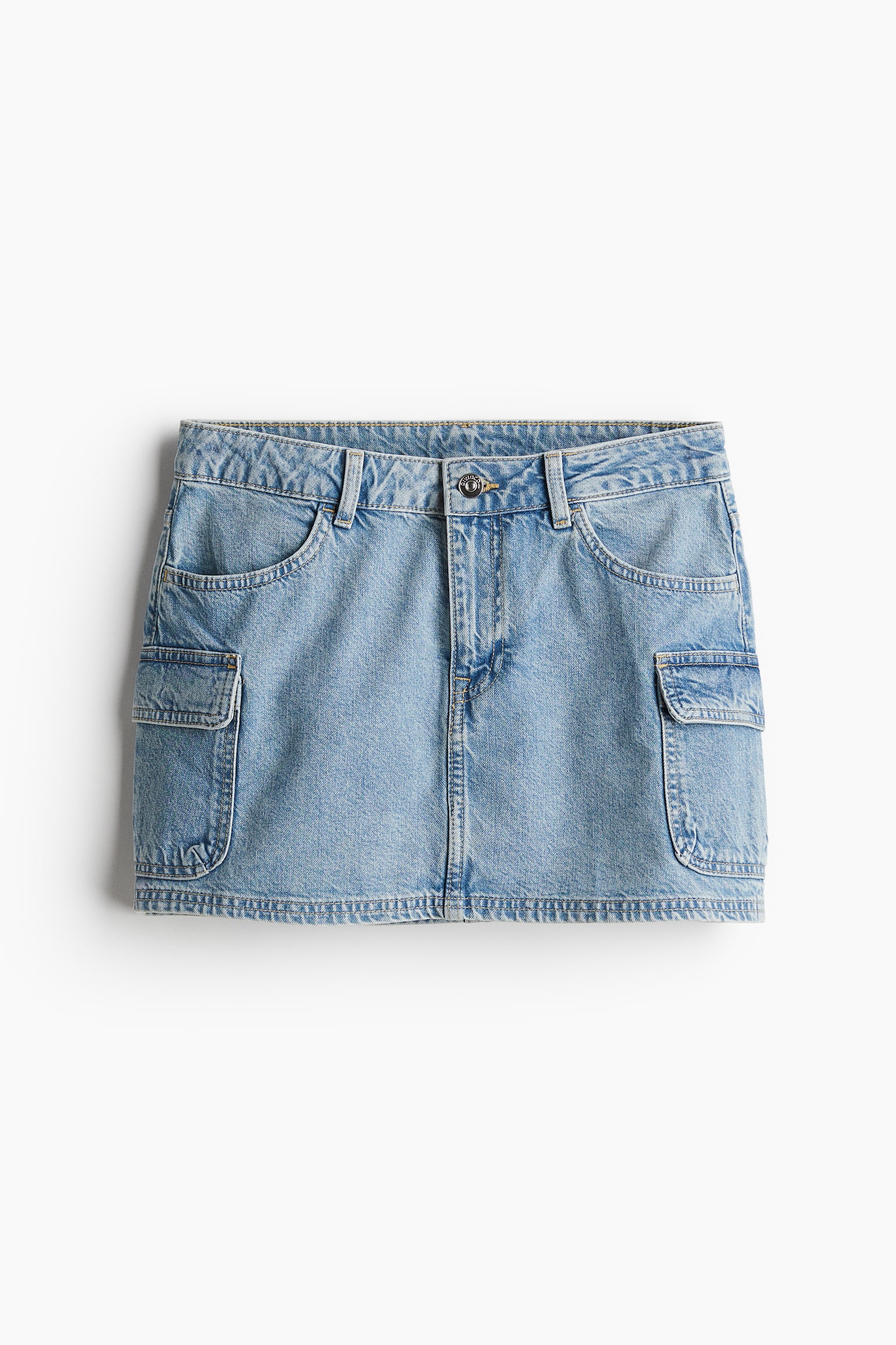 Twill Cargo Mini Skirt - Light denim blue/Cream