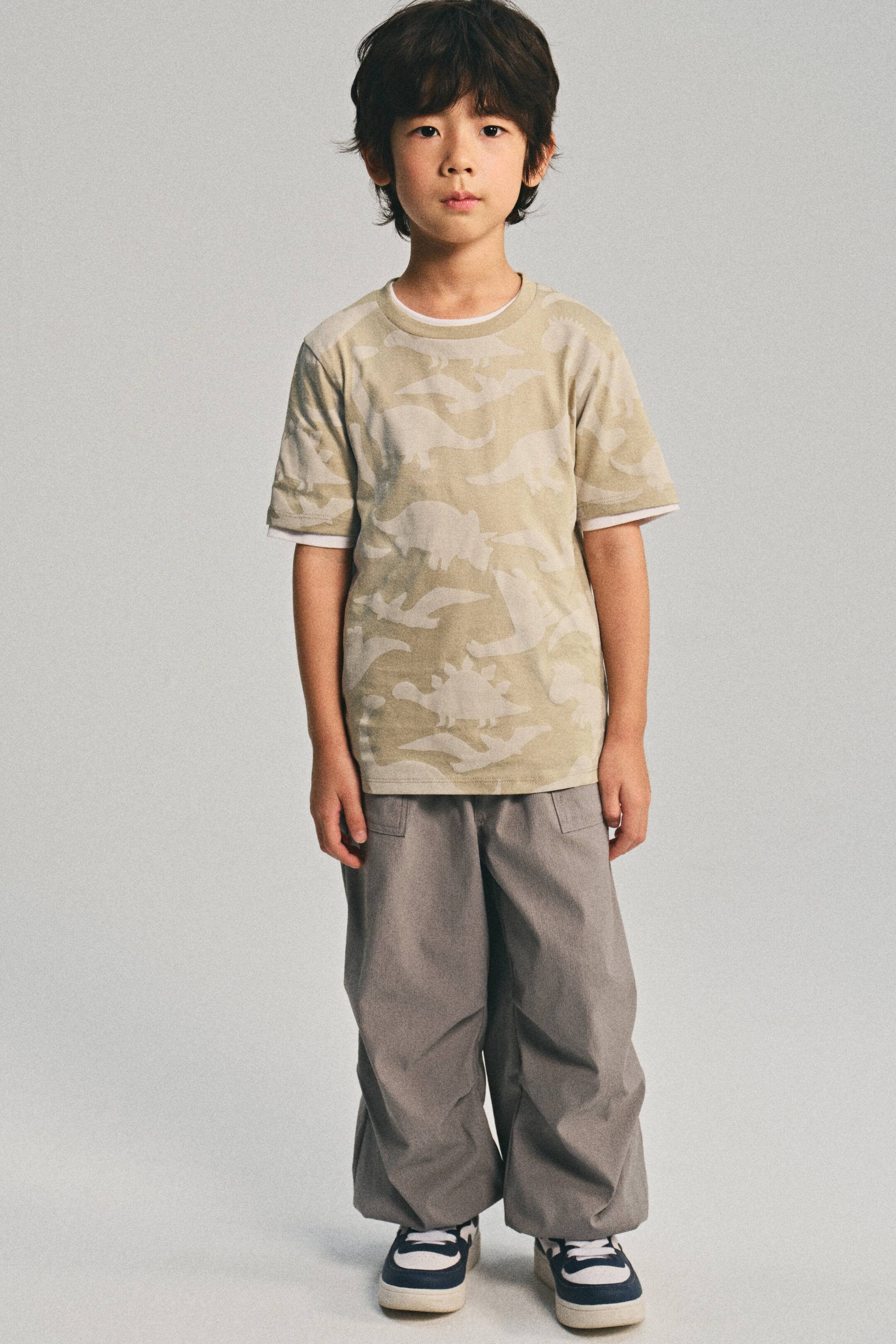View larger image: Printed cotton T-shirt - Beige/Dinosaurs - Kids | H&M SG 2