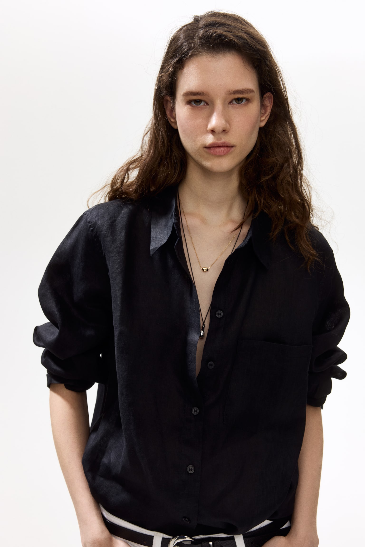 Linen shirt - Black/Dark brown/White/Blue/Striped - 4