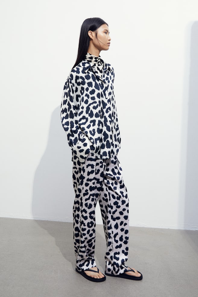 Straight trousers - White/Leopard print - 5