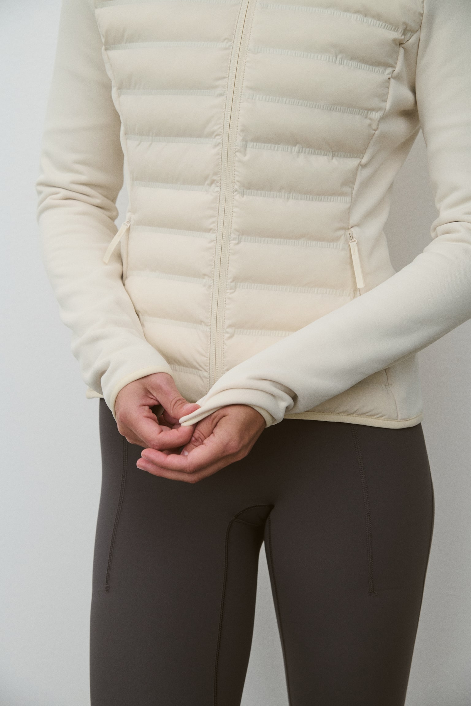 מעיל היברידי מרופד ThermoMove™‎ - בז' בהיר/שחור/שזיף שוקולד - 6