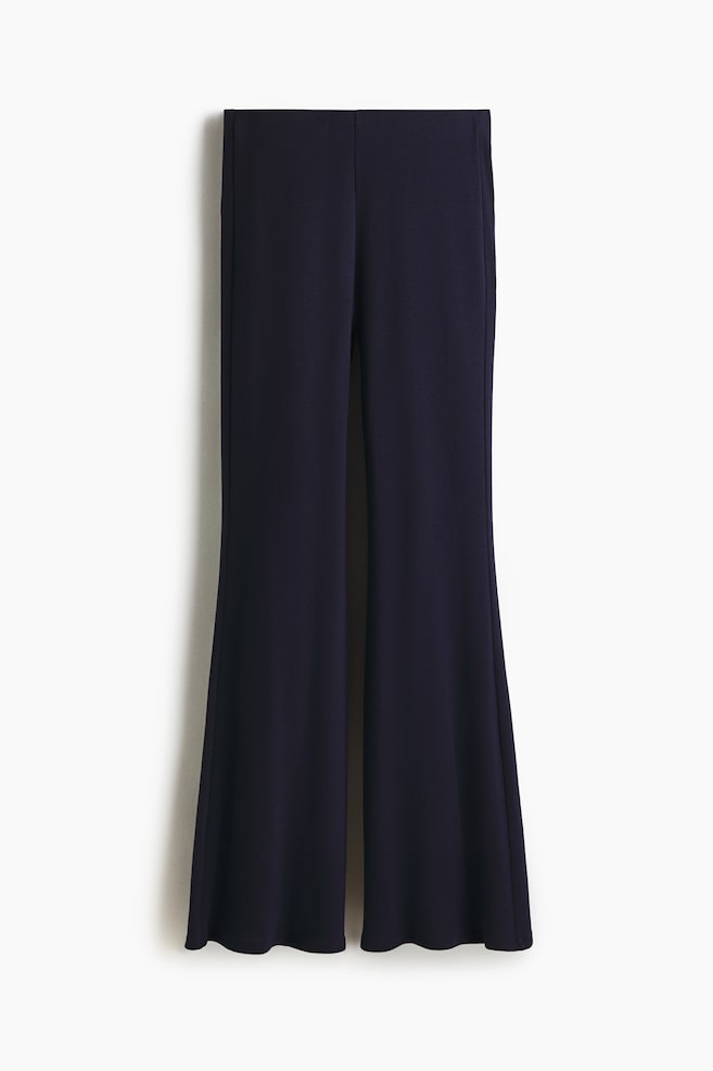 Flared fine-knit trousers - Azul marino/Gris oscuro jaspeado - 1