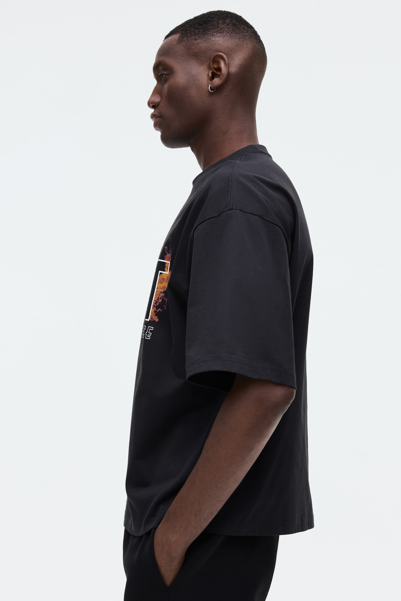 Oversized Fit T-shirt med trykk - 4