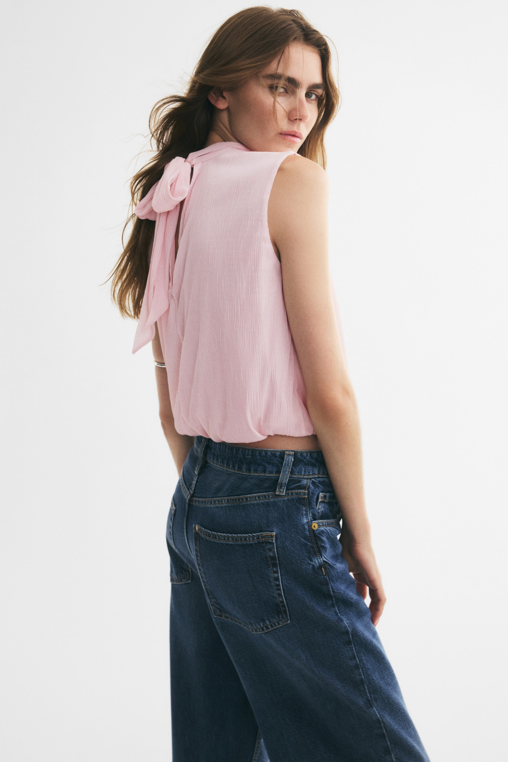Bubble-Hem Crop Top