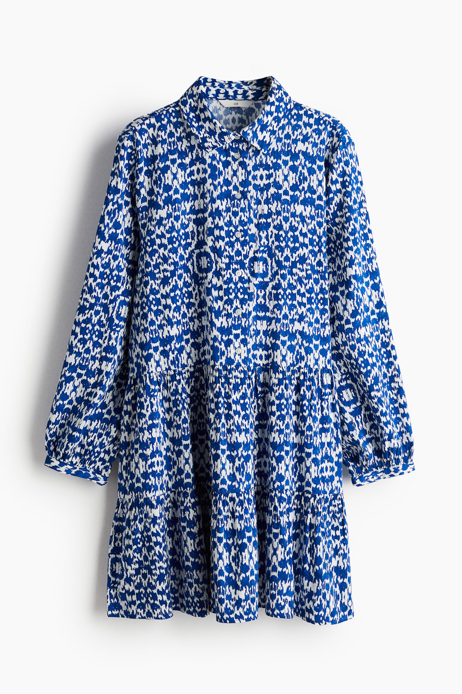 Tiered Shirt Dress - Bright blue/Pattern - 2