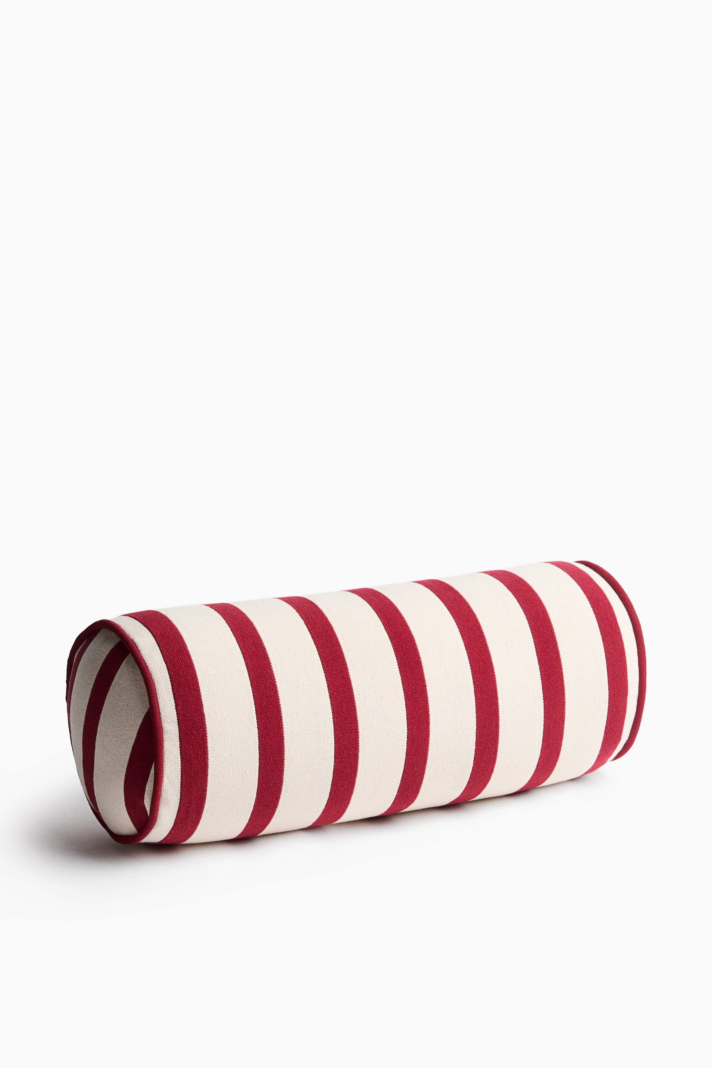 Striped cotton bolster - Cream/Red striped