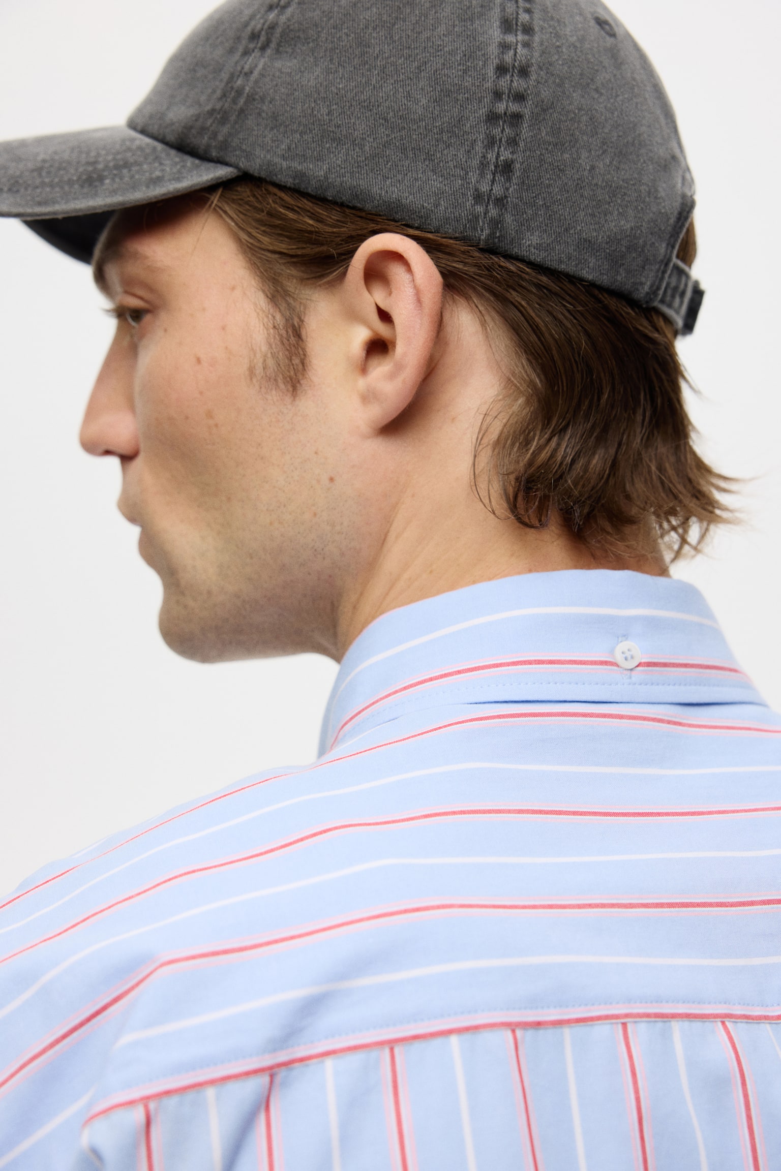 Relaxed Fit Cotton shirt - Light blue/Striped/Light blue/Striped - 4