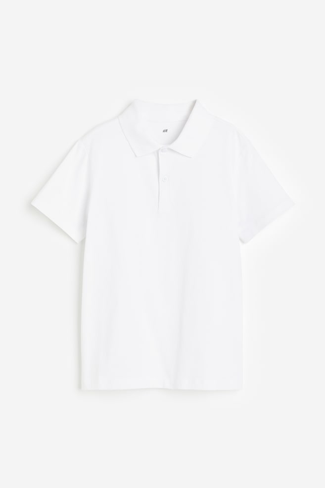 Poloshirt i jersey - Hvid/Marineblå/Sort - 1