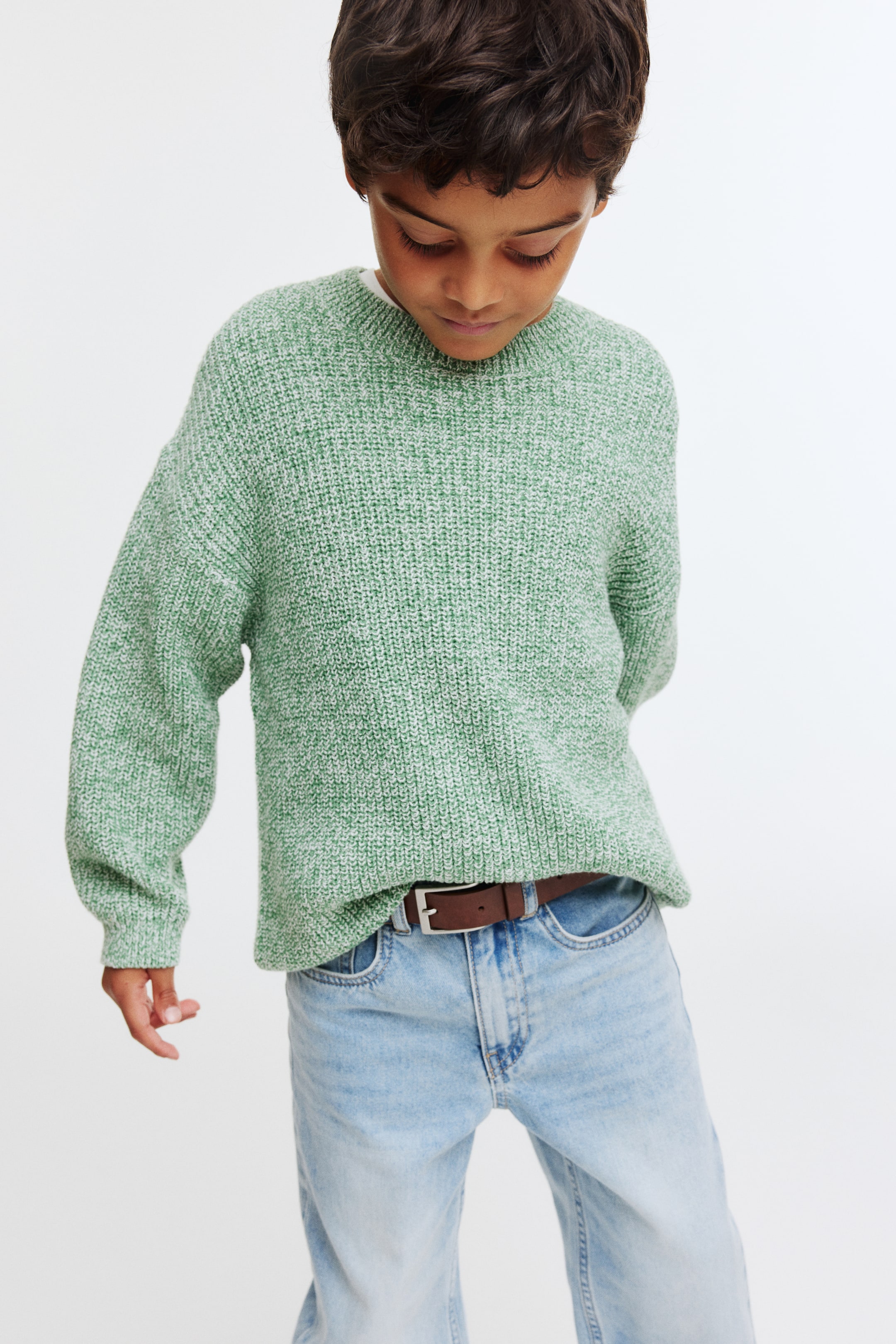 拡大画像を表示: パテントニットセーター - グリーンメランジ - Kids | H&M JP 3
