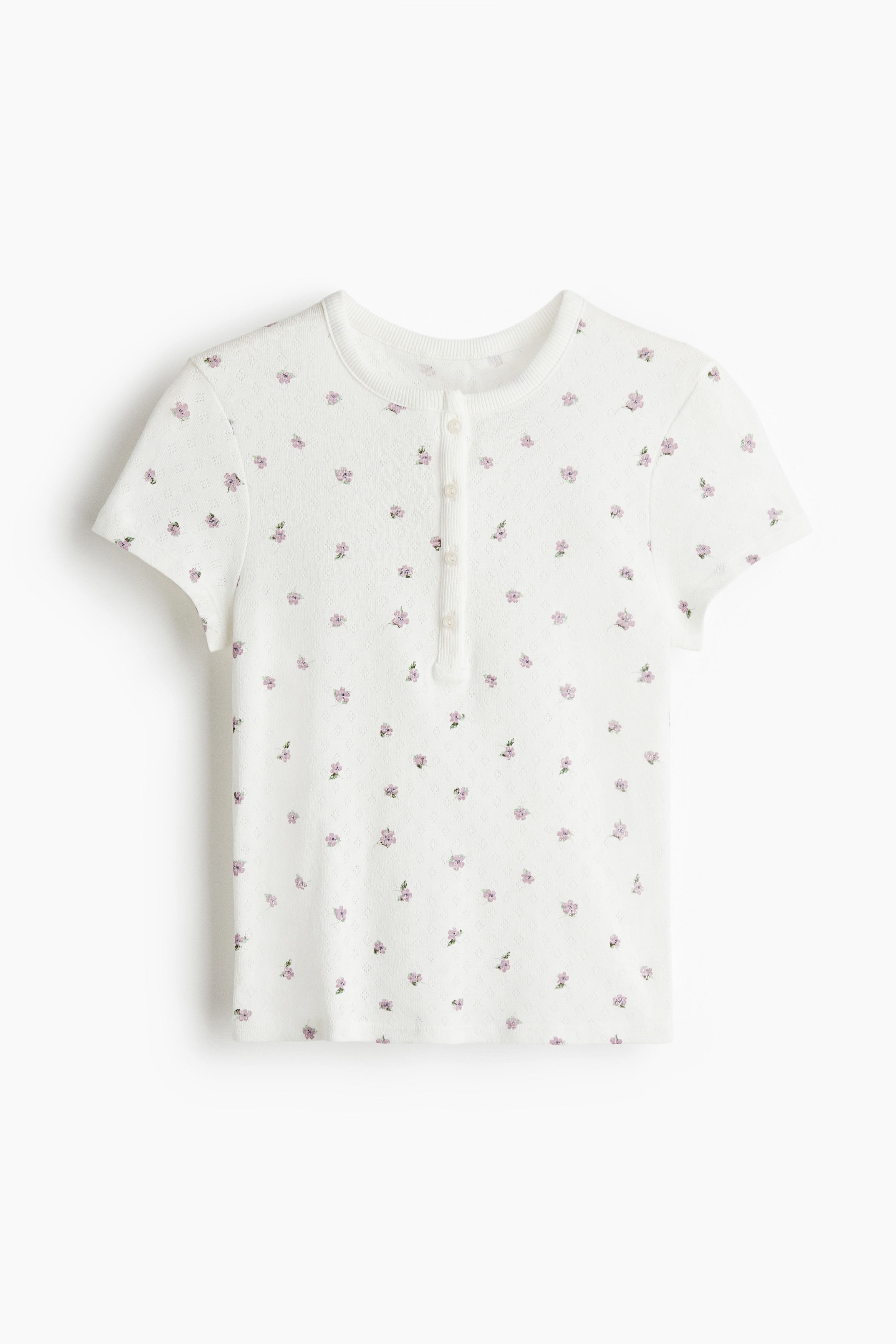 Dierkované džersejové tričko - Biela/kvetovaná/Biela/kvetovaná