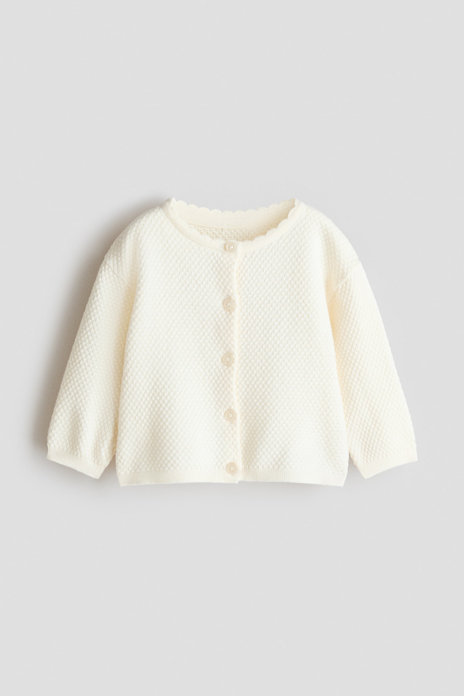 Gilet en maille de coton texturée - Blanc/Rose ancien clair