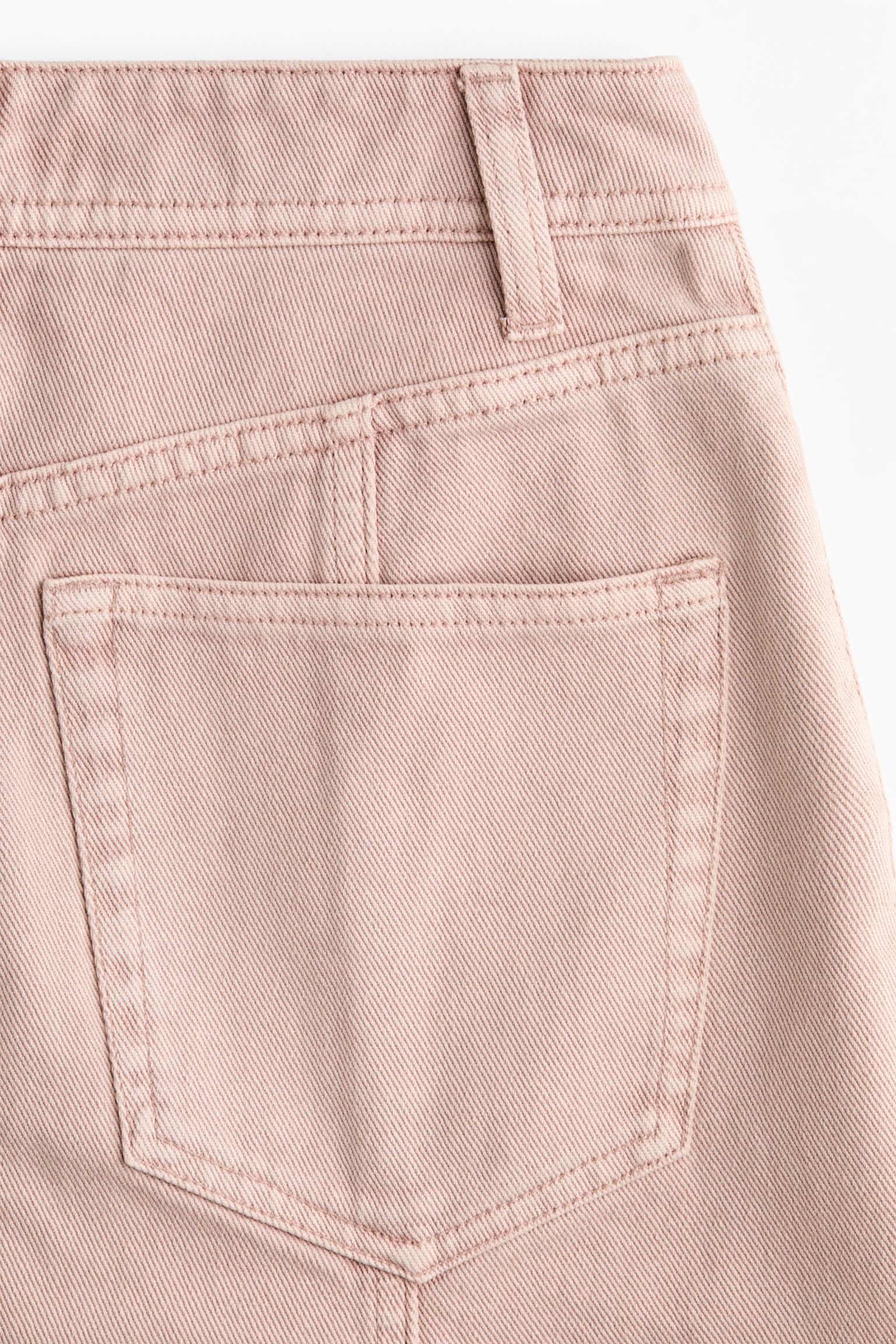 Chân váy xoè vải dệt chéo - Màu hồng phấn/Màu xanh denim - 5