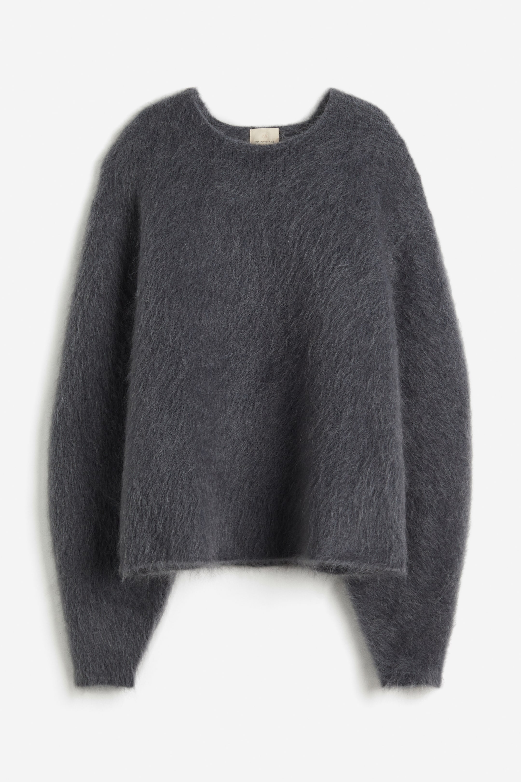 Mohair-blend jumper - Extra long sleeve - Regular length - Dark grey ...