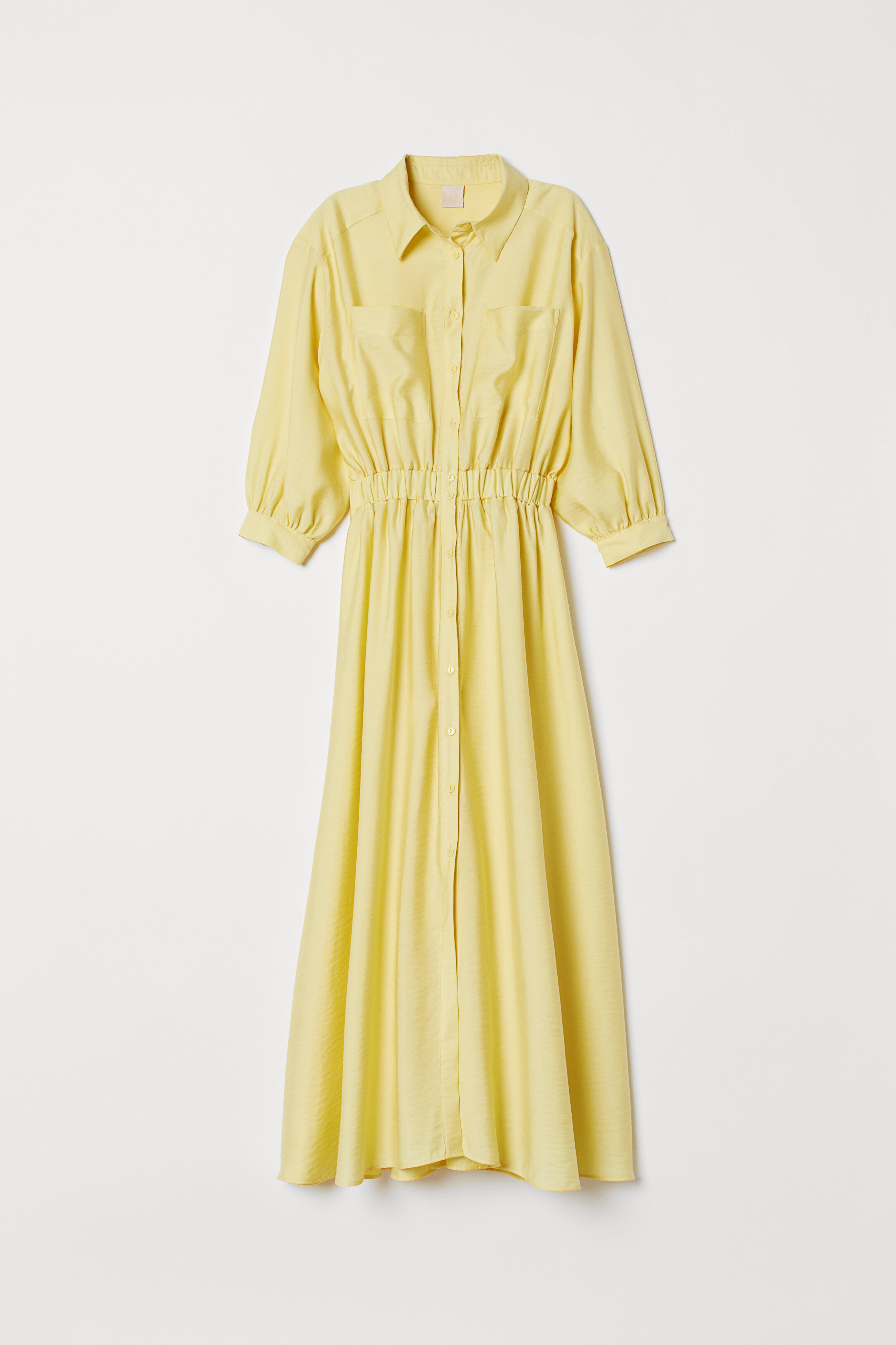 Long yellow shirt shops dress