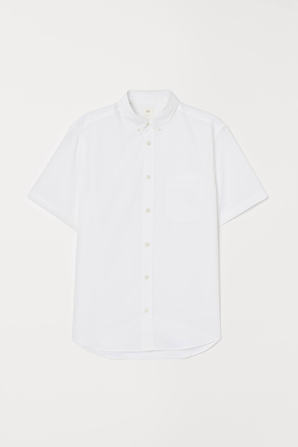 Regular Fit Cotton Shirt - Short sleeve - White - Men | H&M US